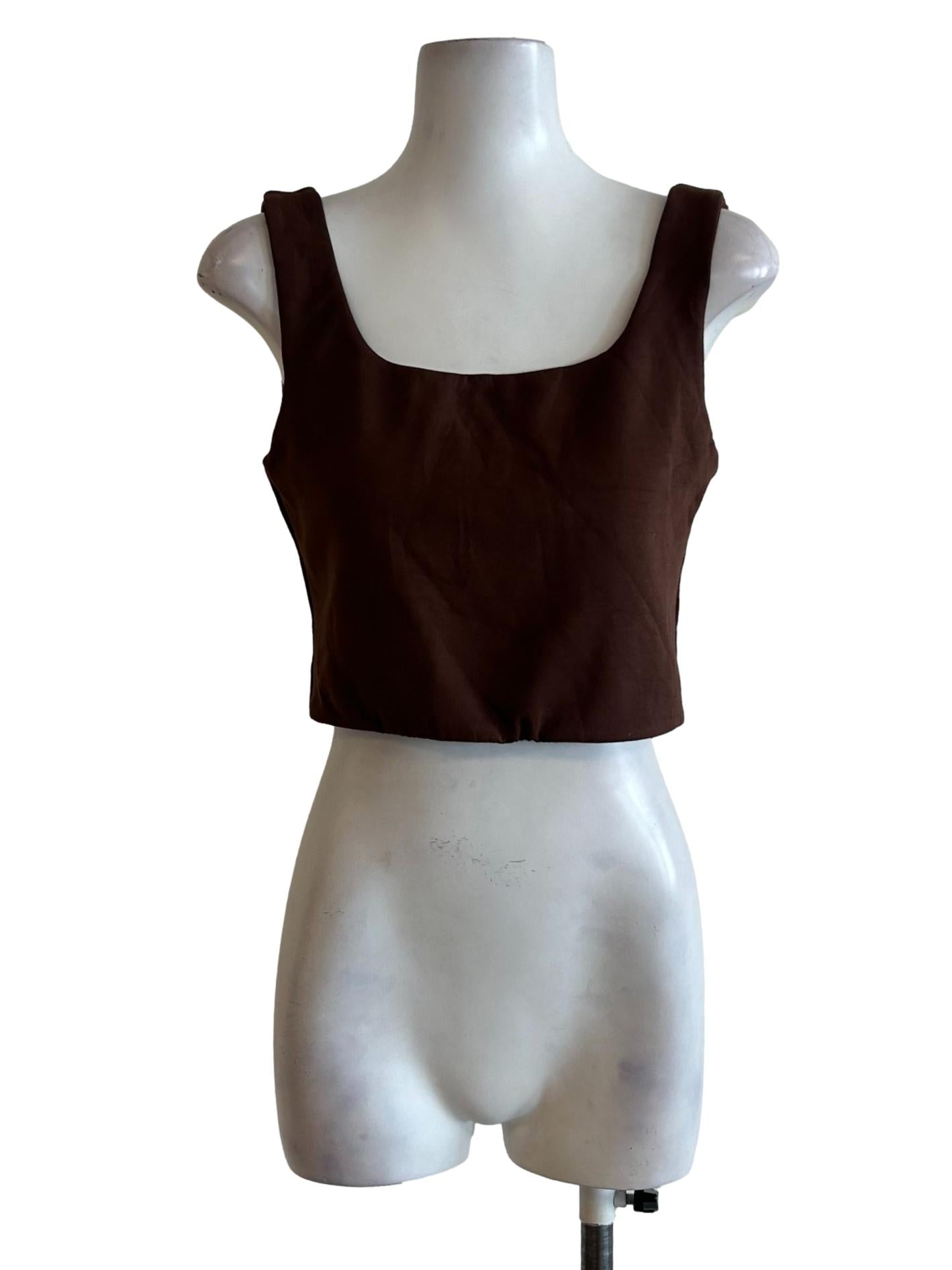 Chocolate Brown Scoop Neckline Top OSN