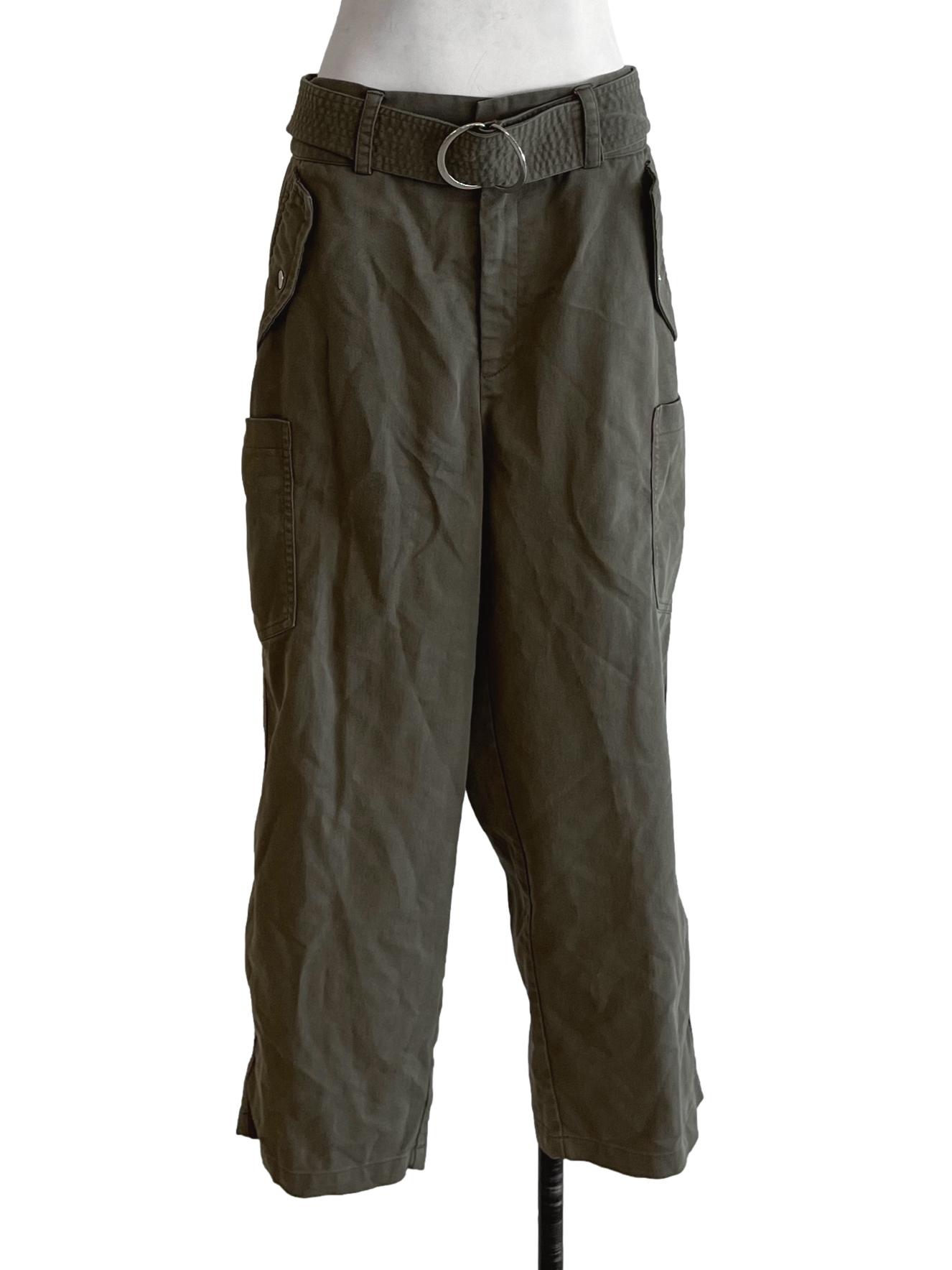 Olive Green Plain Cargo Pants