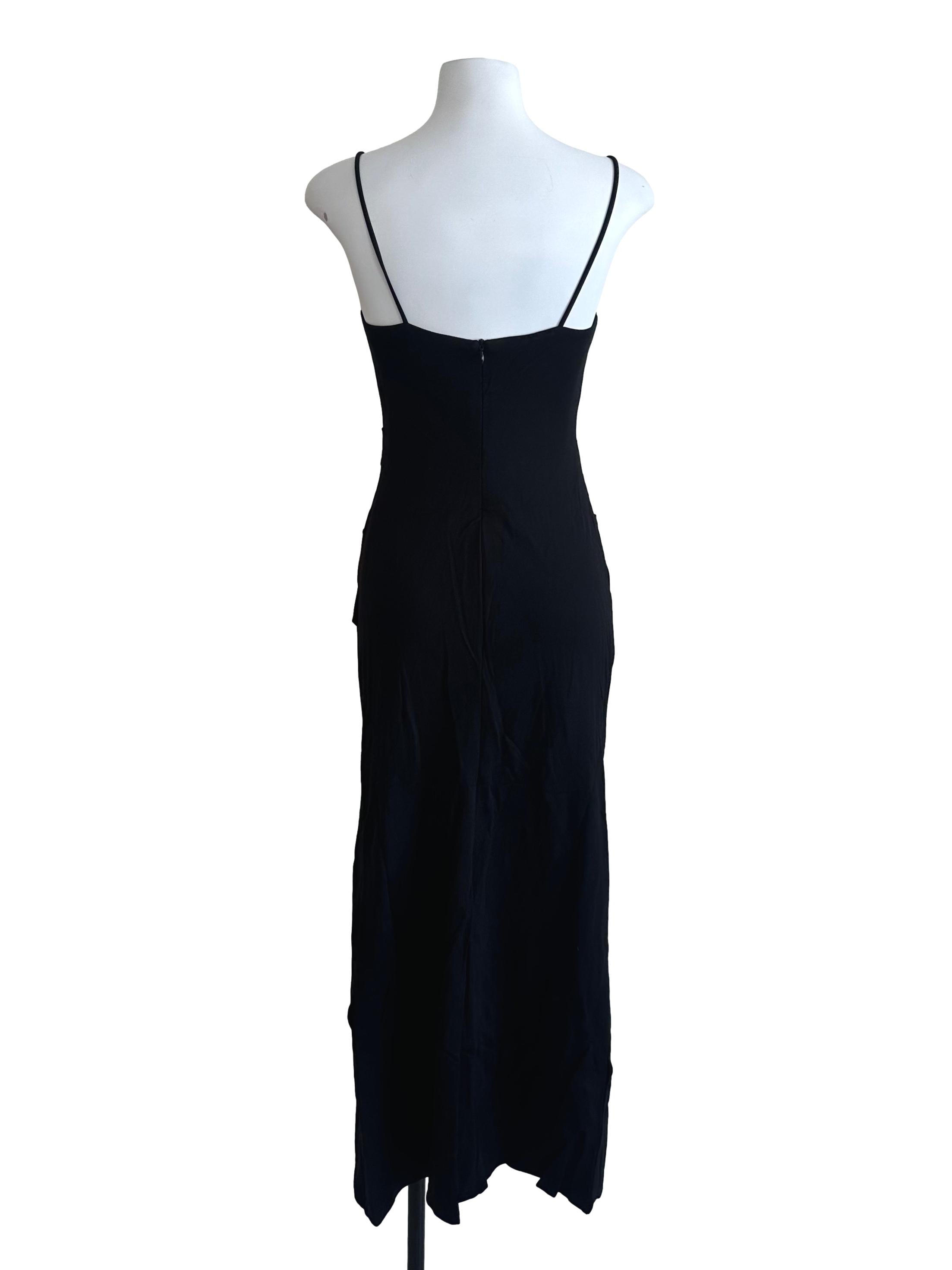 Rich Black Side Ruched Dress