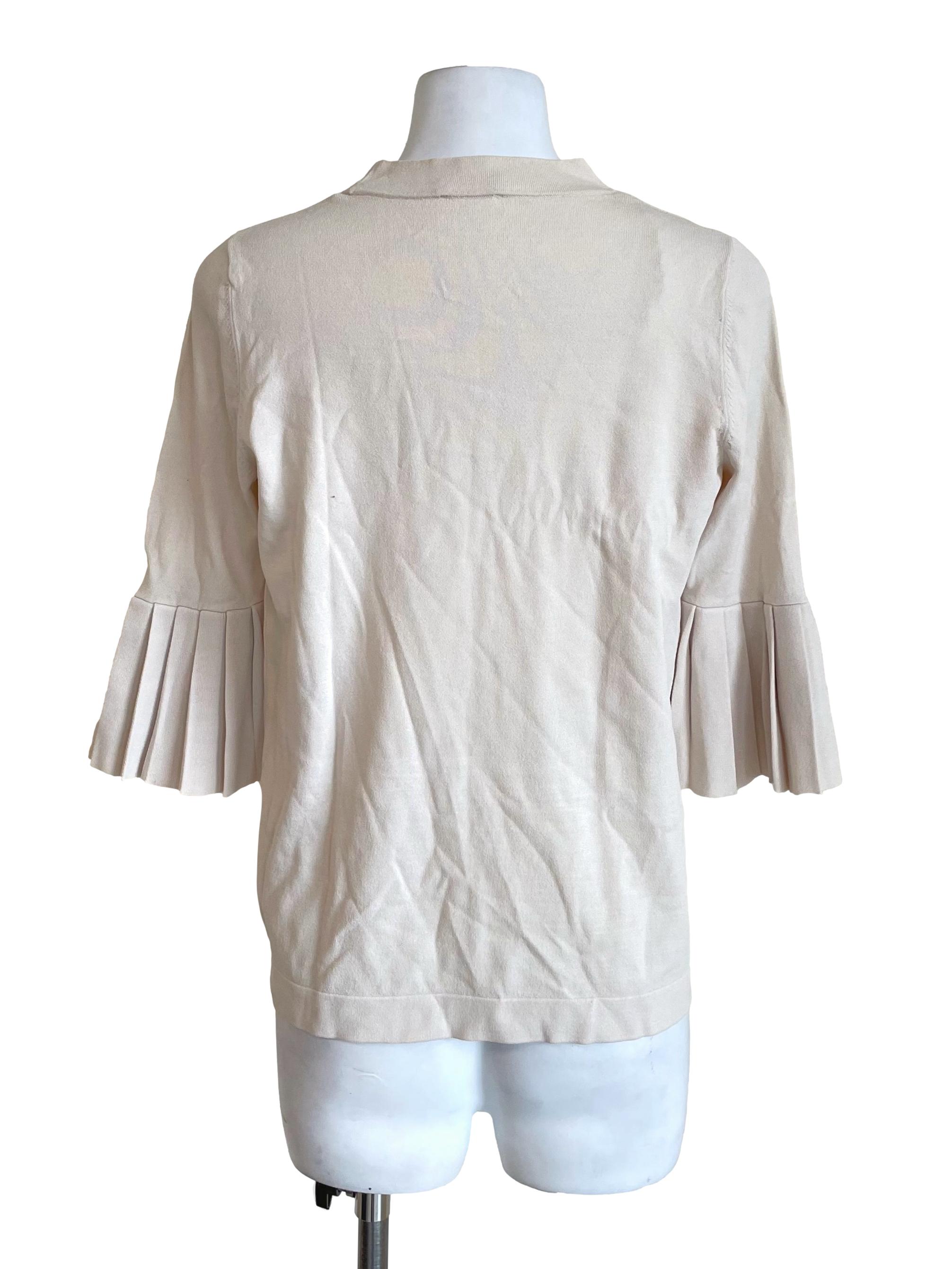 Parchment Pleated Bell Sleeves Knit Top