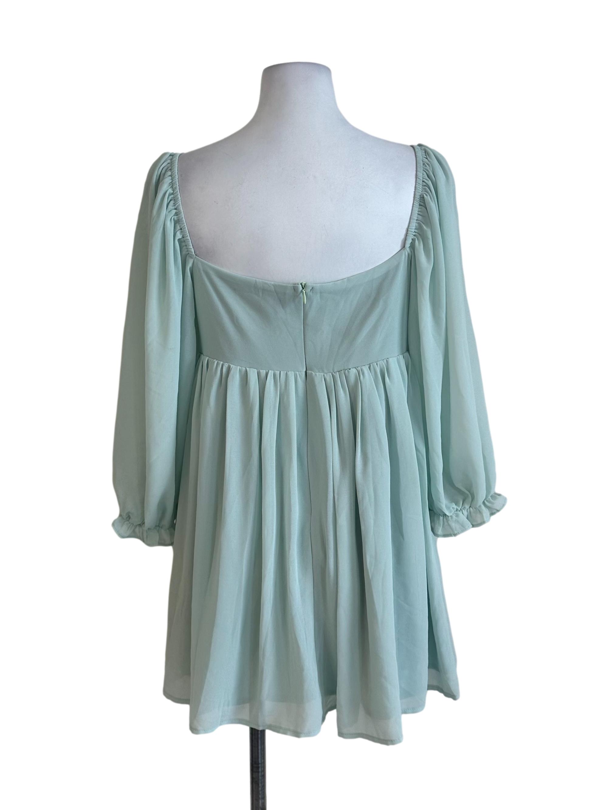 Mint Green Long Sleeve Babydoll Dress