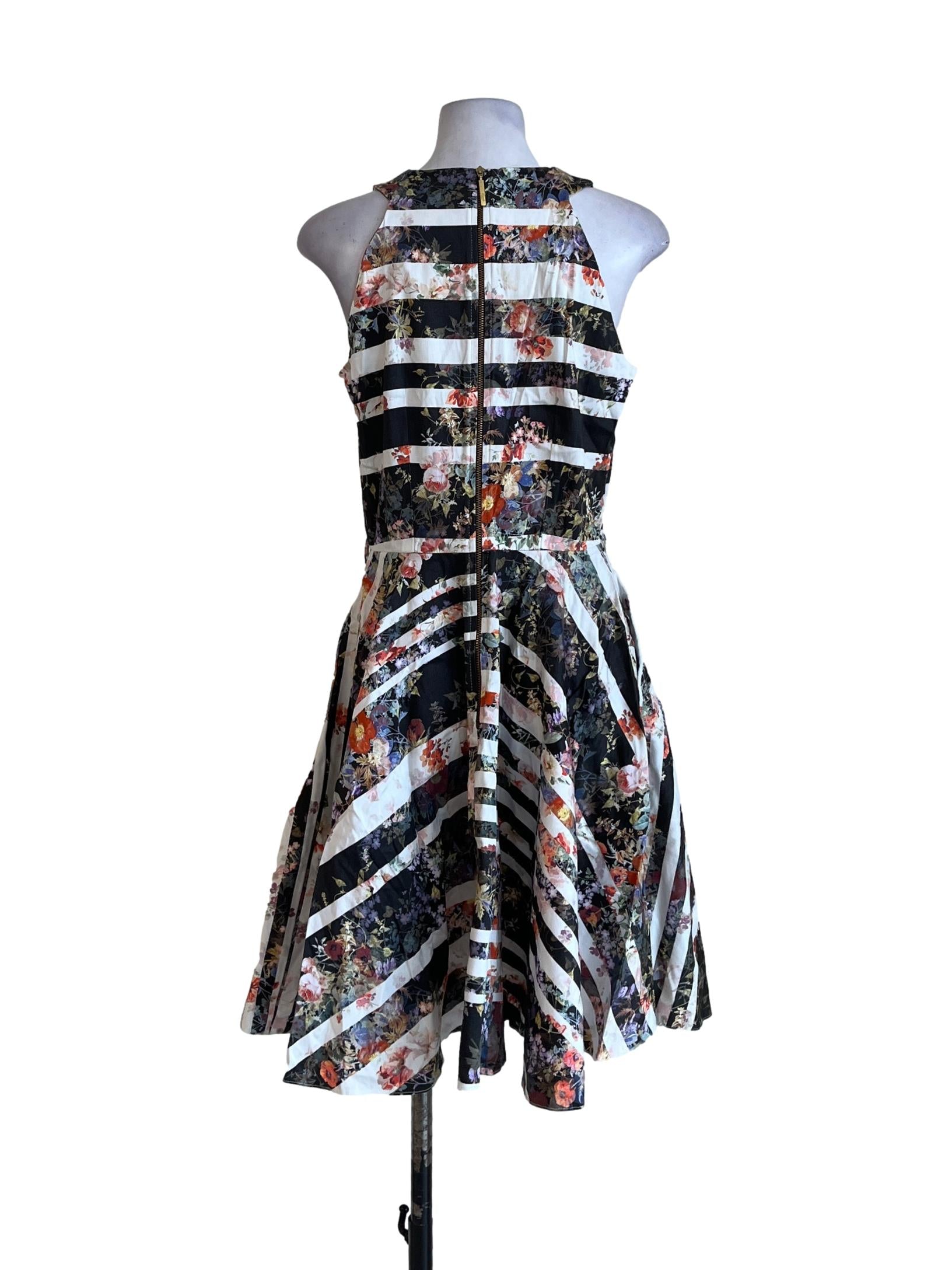 Black Floral Halter Neckline Dress