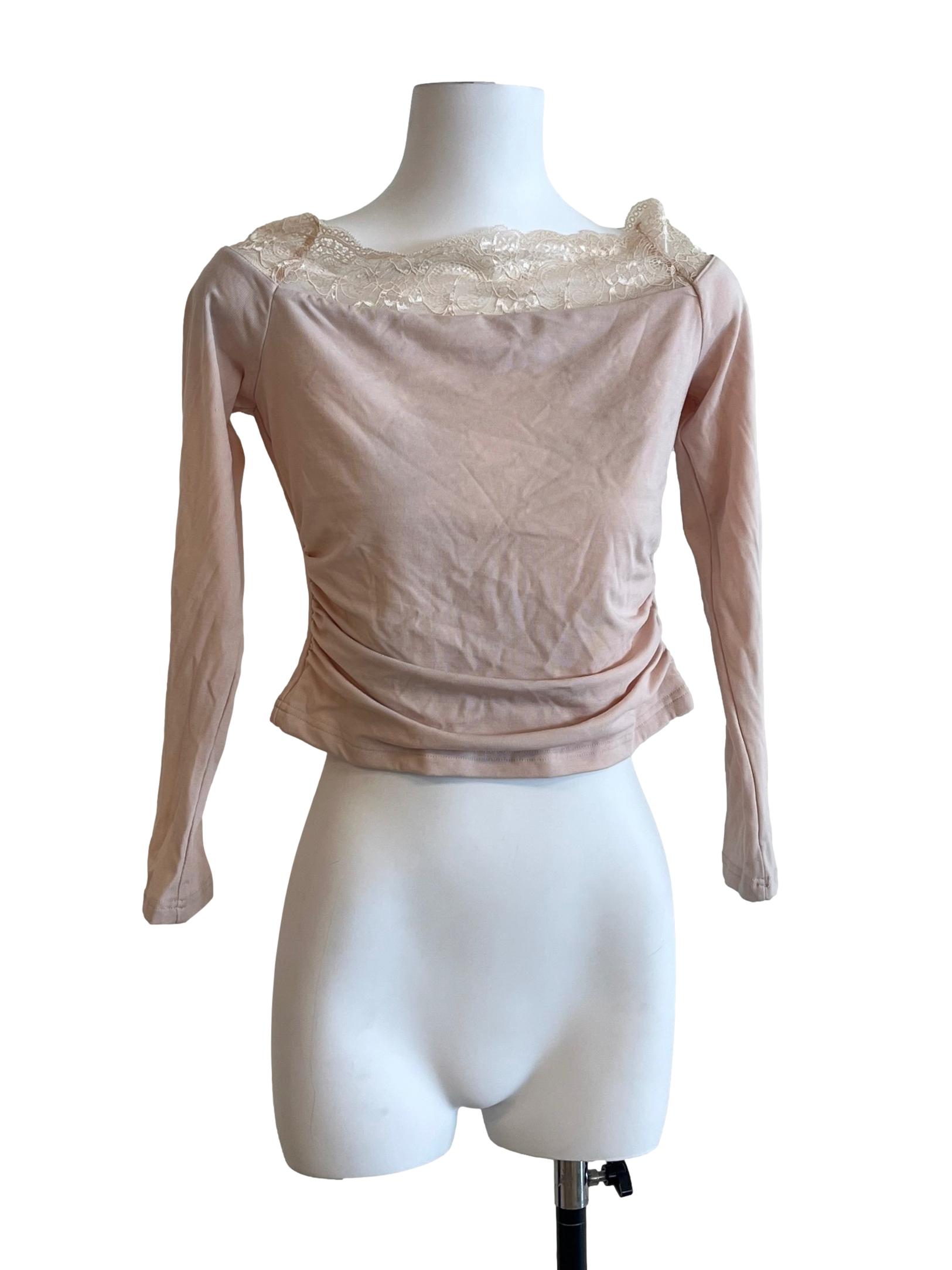 Salmon Pink Long Sleeve Top
