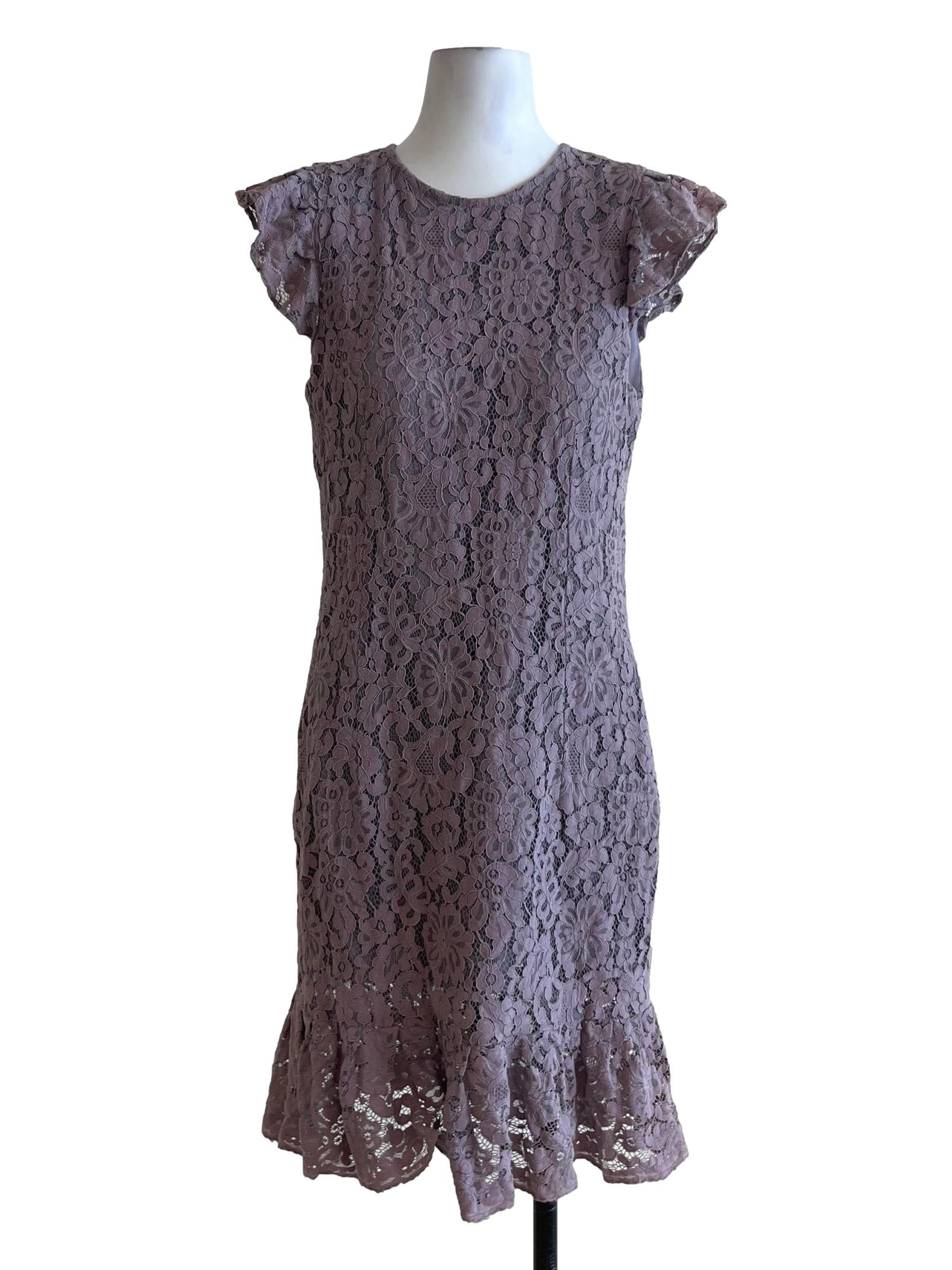 Mauve Purple Lace A-Line Dress