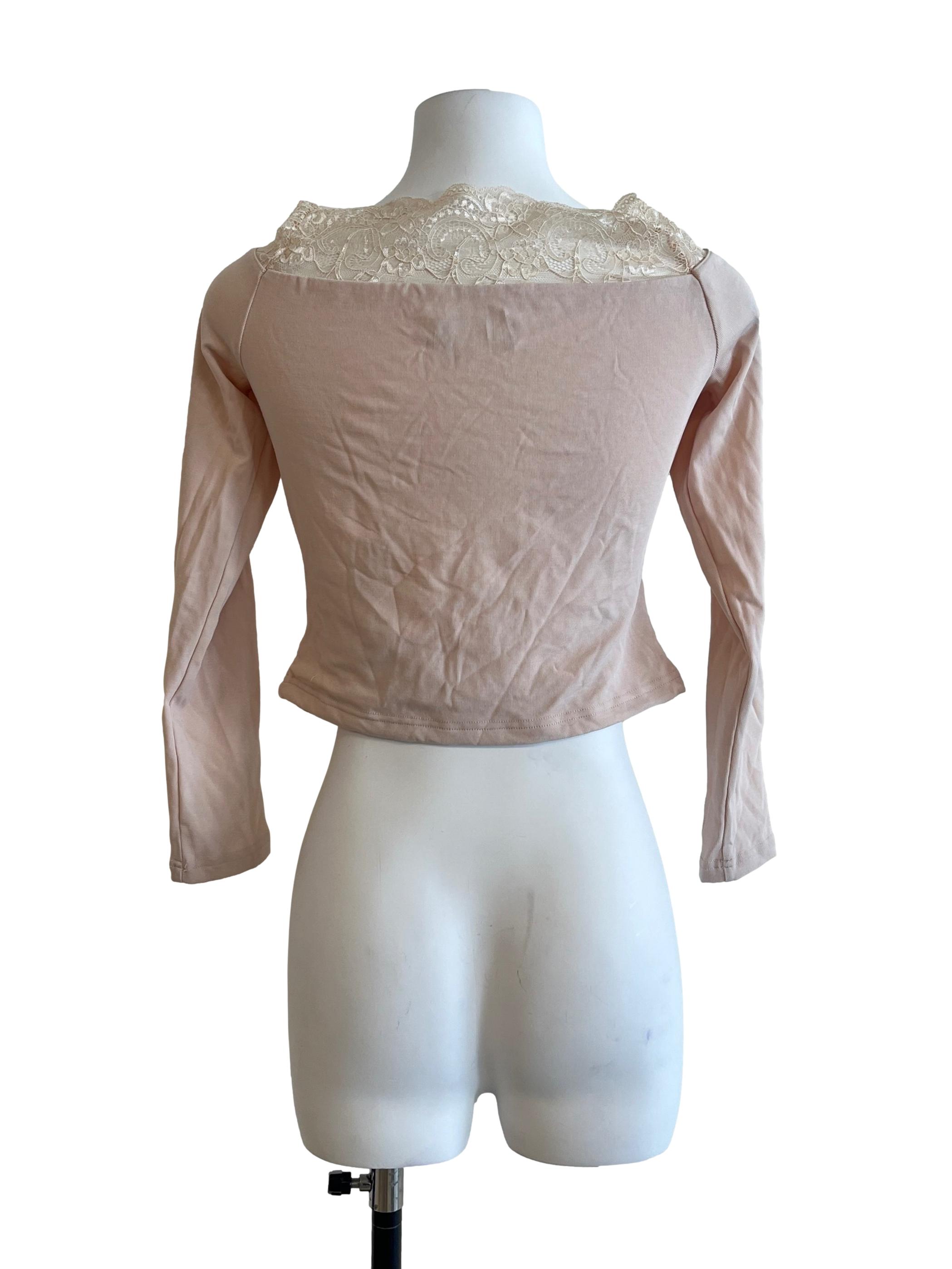 Salmon Pink Long Sleeve Top