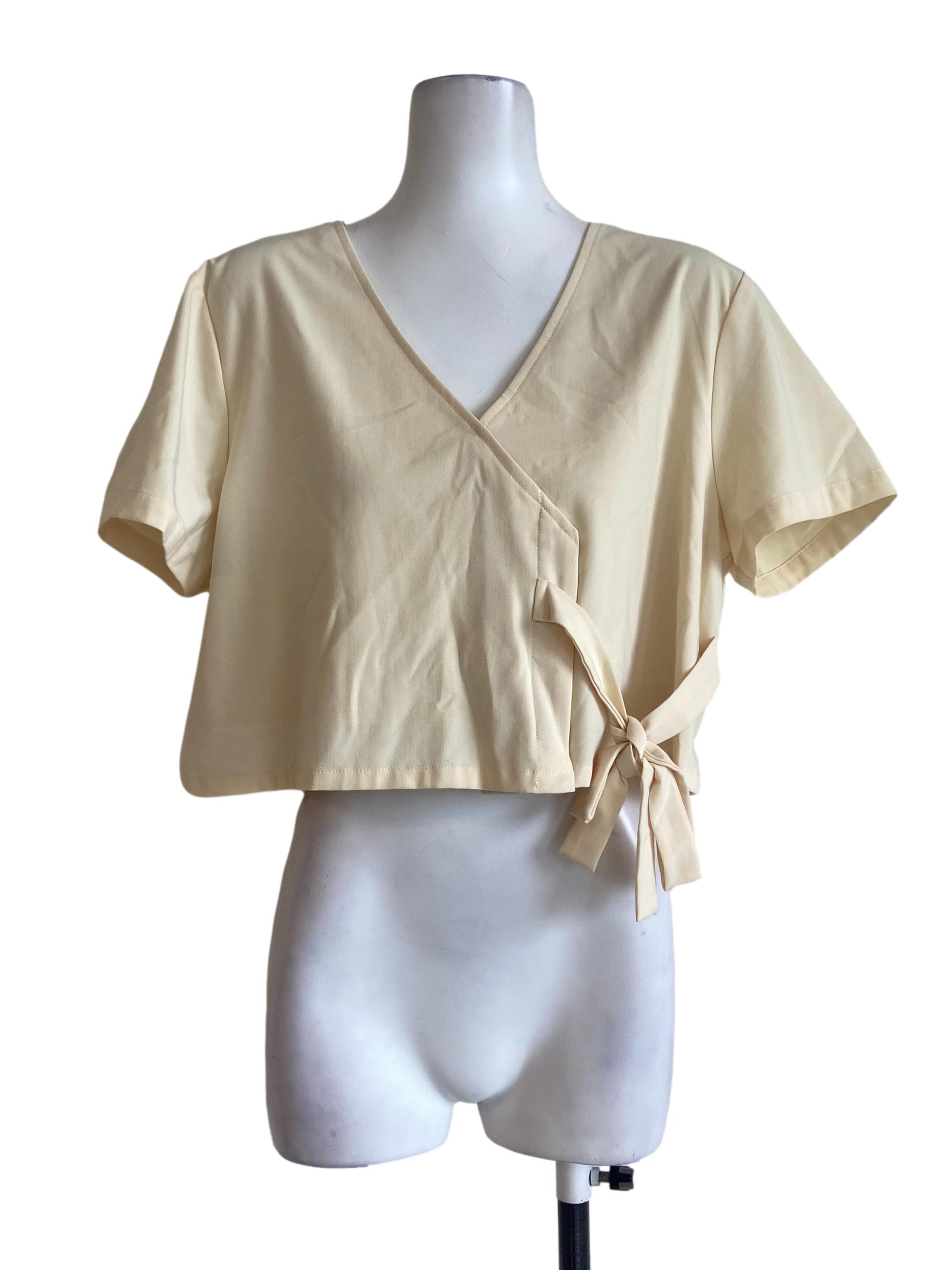 Banana Yellow V Neck Wrap Blouse TTR