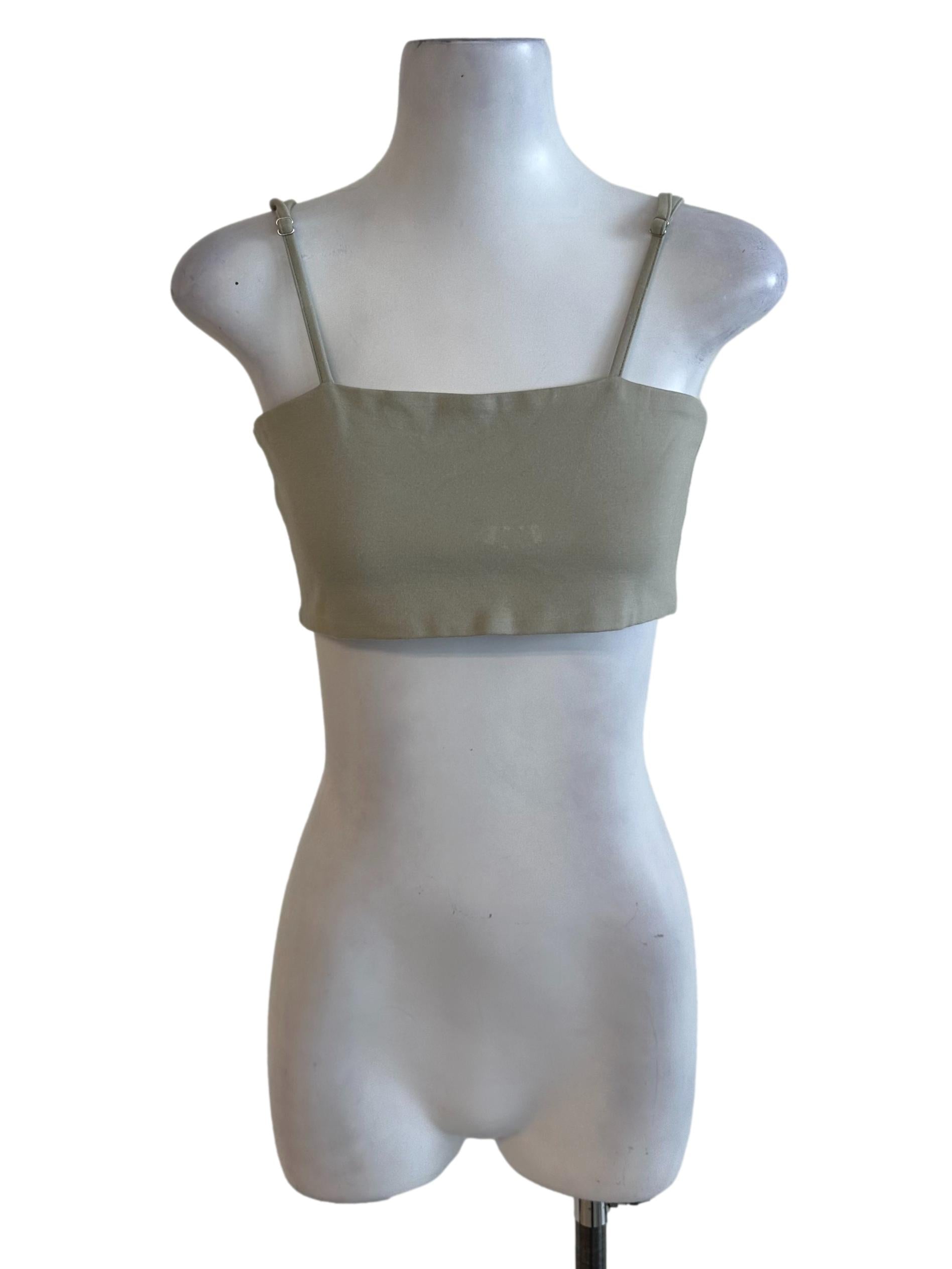 Sage Green Square Neck Crop Top