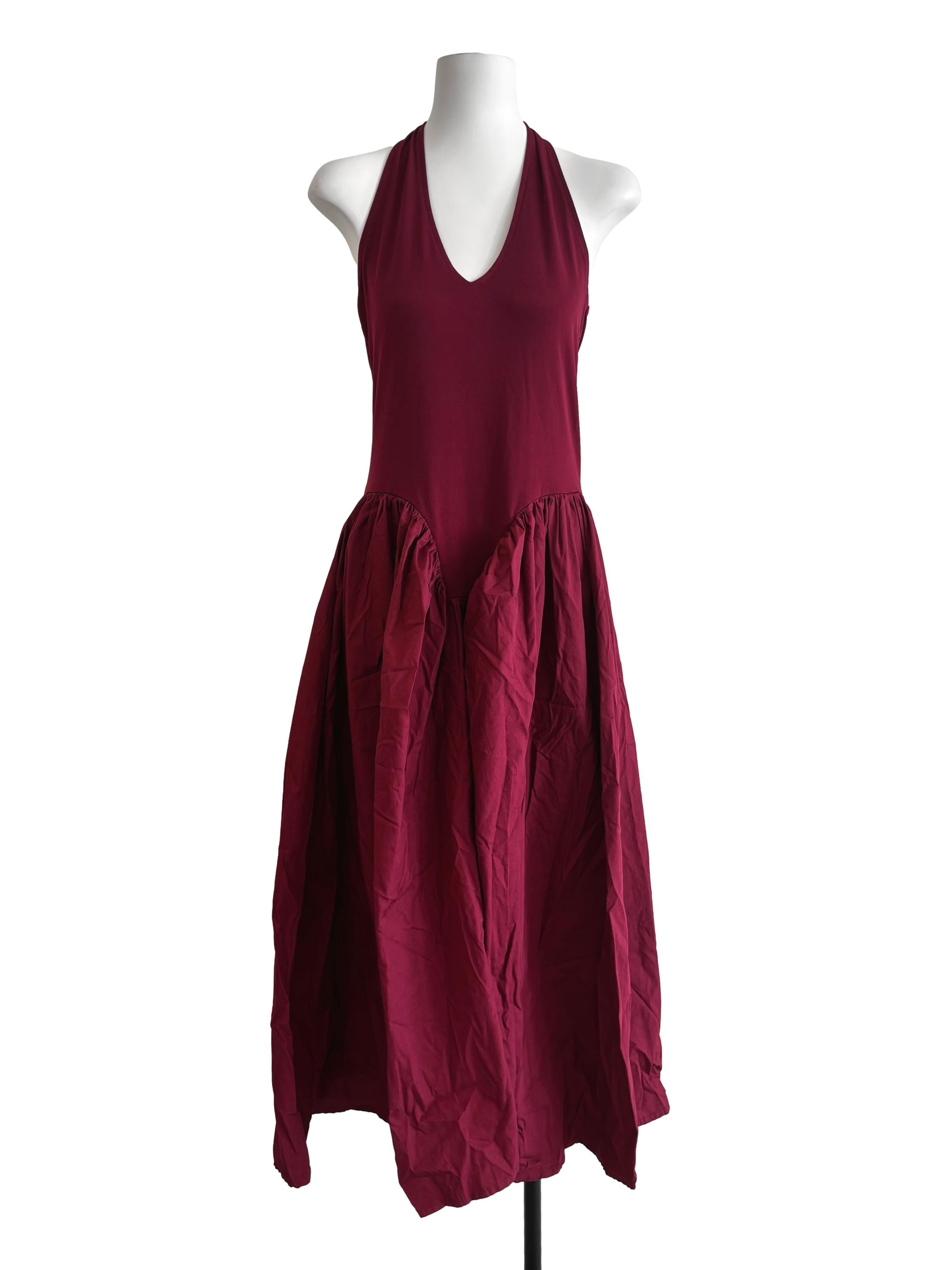Burgundy Halter Neck Sabrina Dress