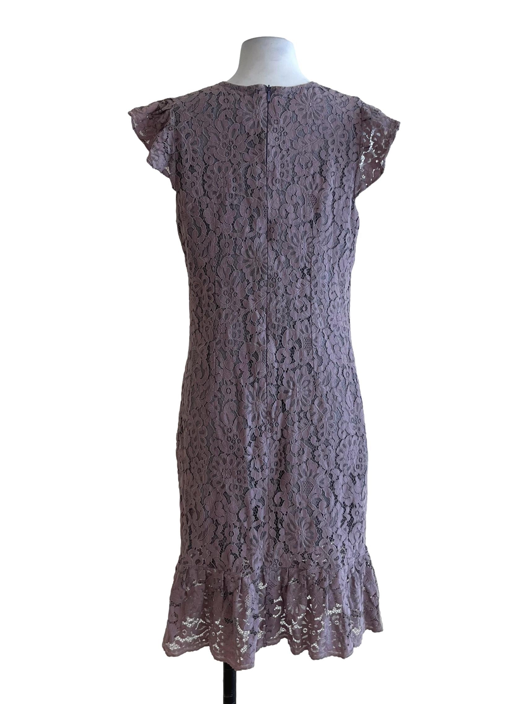 Mauve Purple Lace A-Line Dress