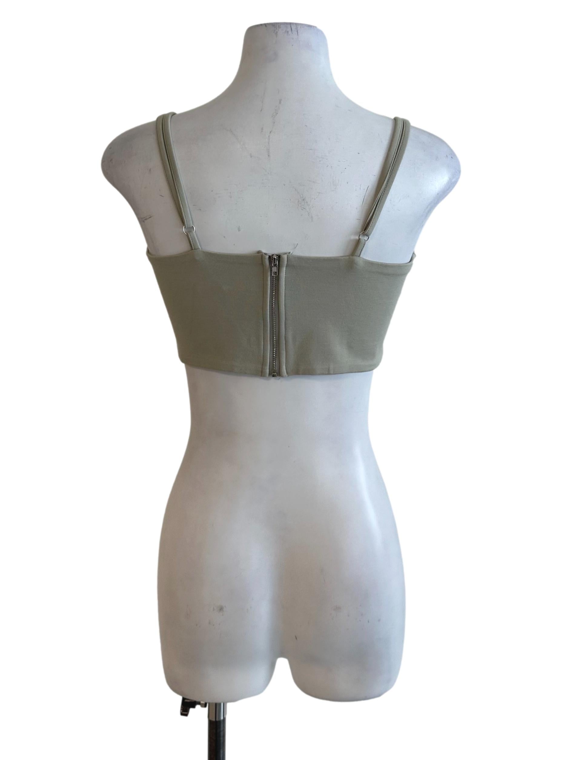 Sage Green Square Neck Crop Top