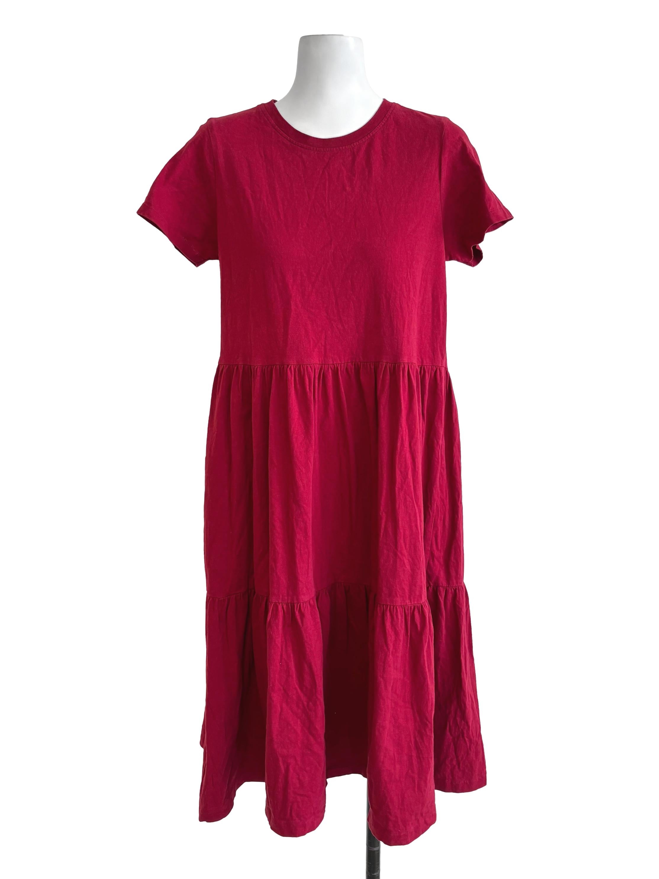 Red A-Line Tiered Dress