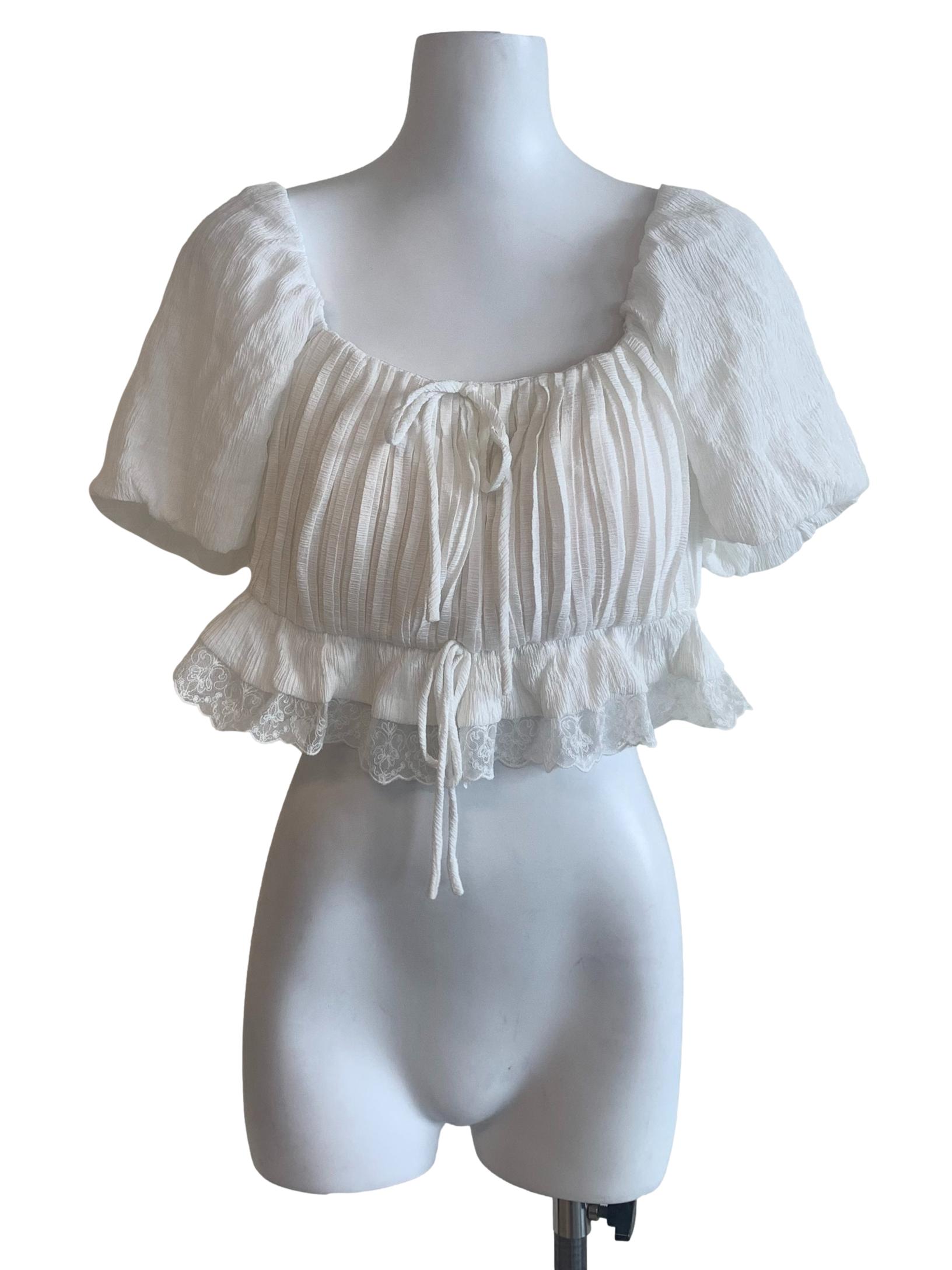 White Puff Sleeve Top