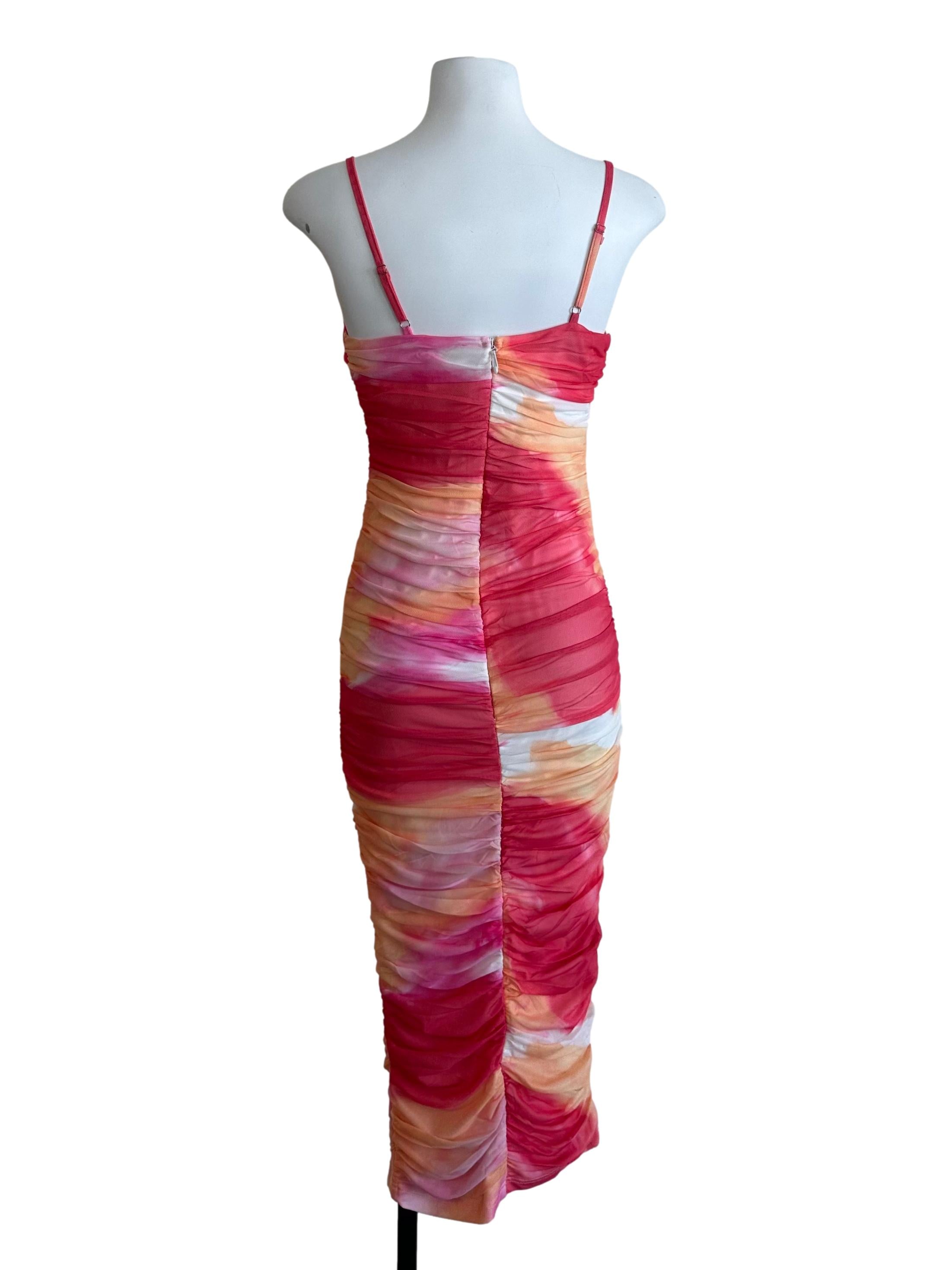 Red Orange Cowl Neck Drape Ruched Dress
