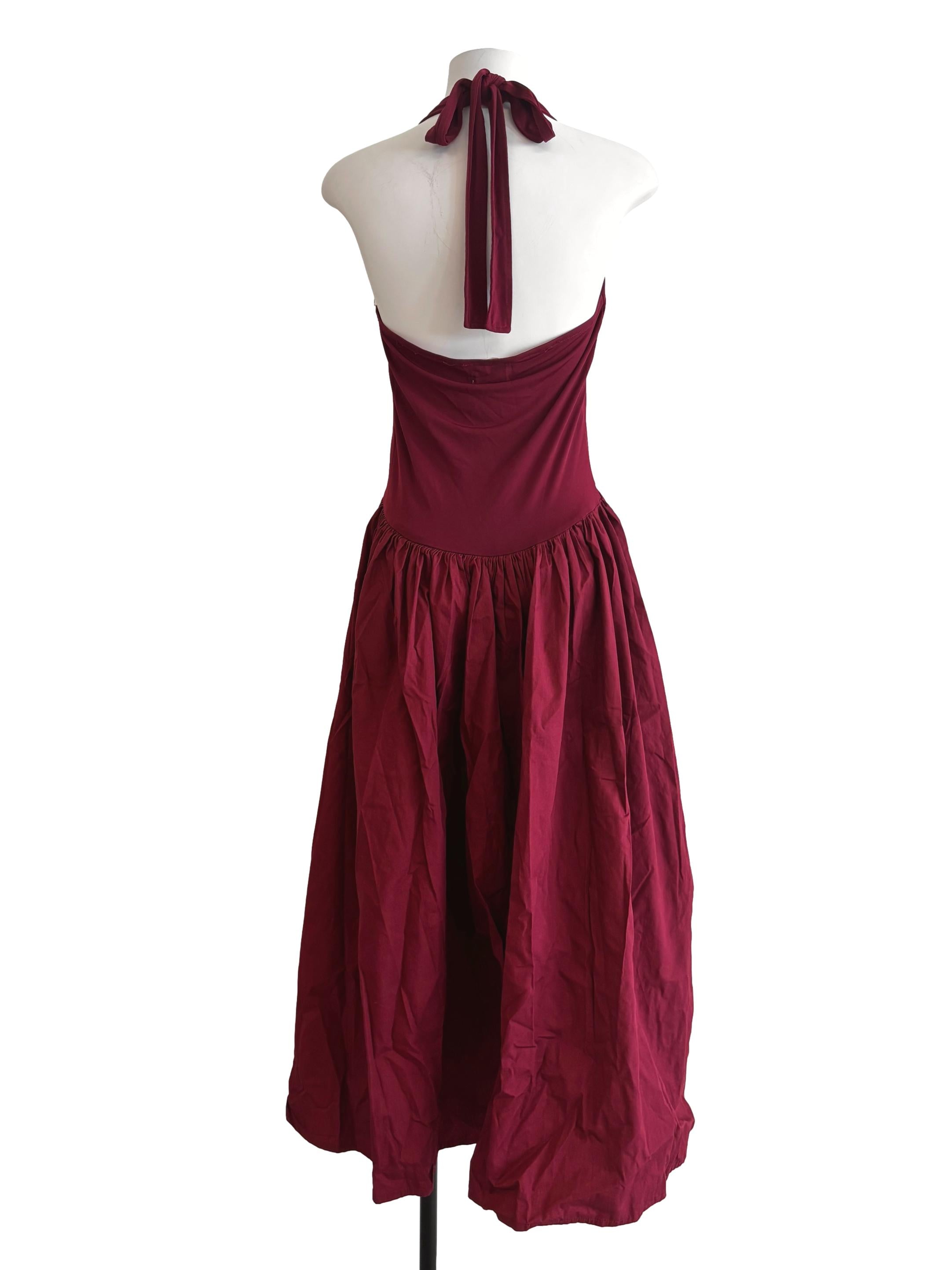 Burgundy Halter Neck Sabrina Dress