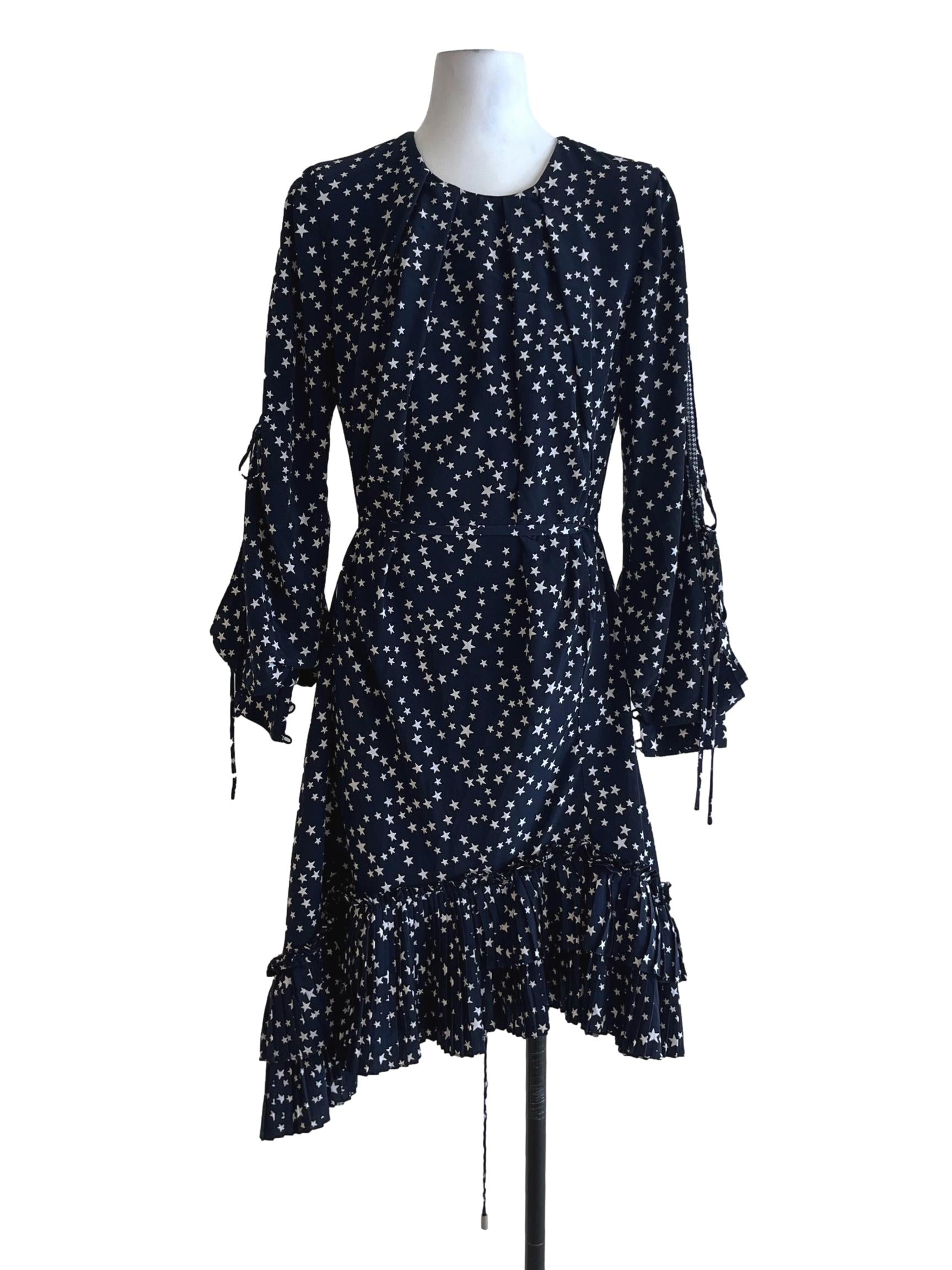 Navy Blue Jewel Neckline Empire Dress