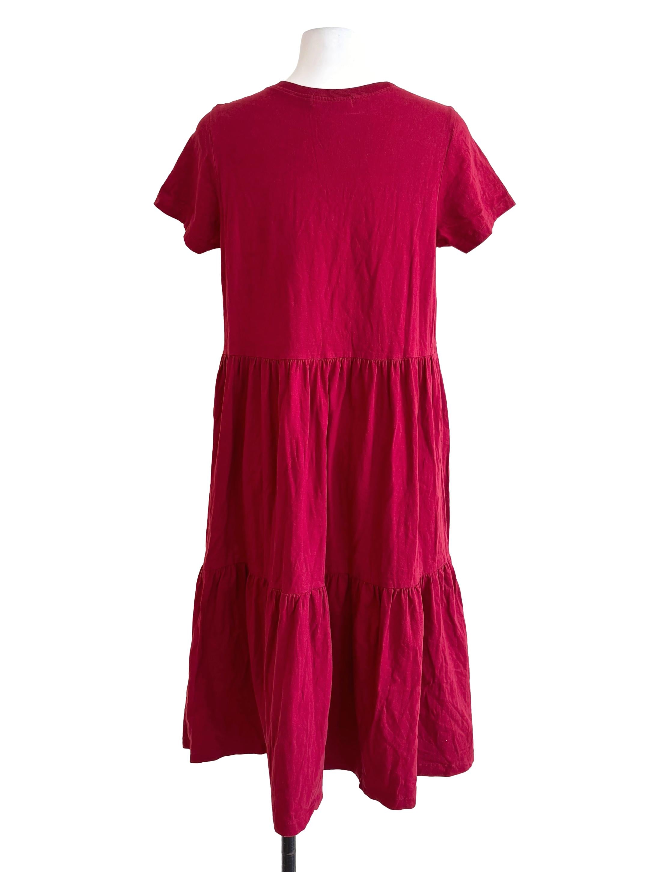 Red A-Line Tiered Dress