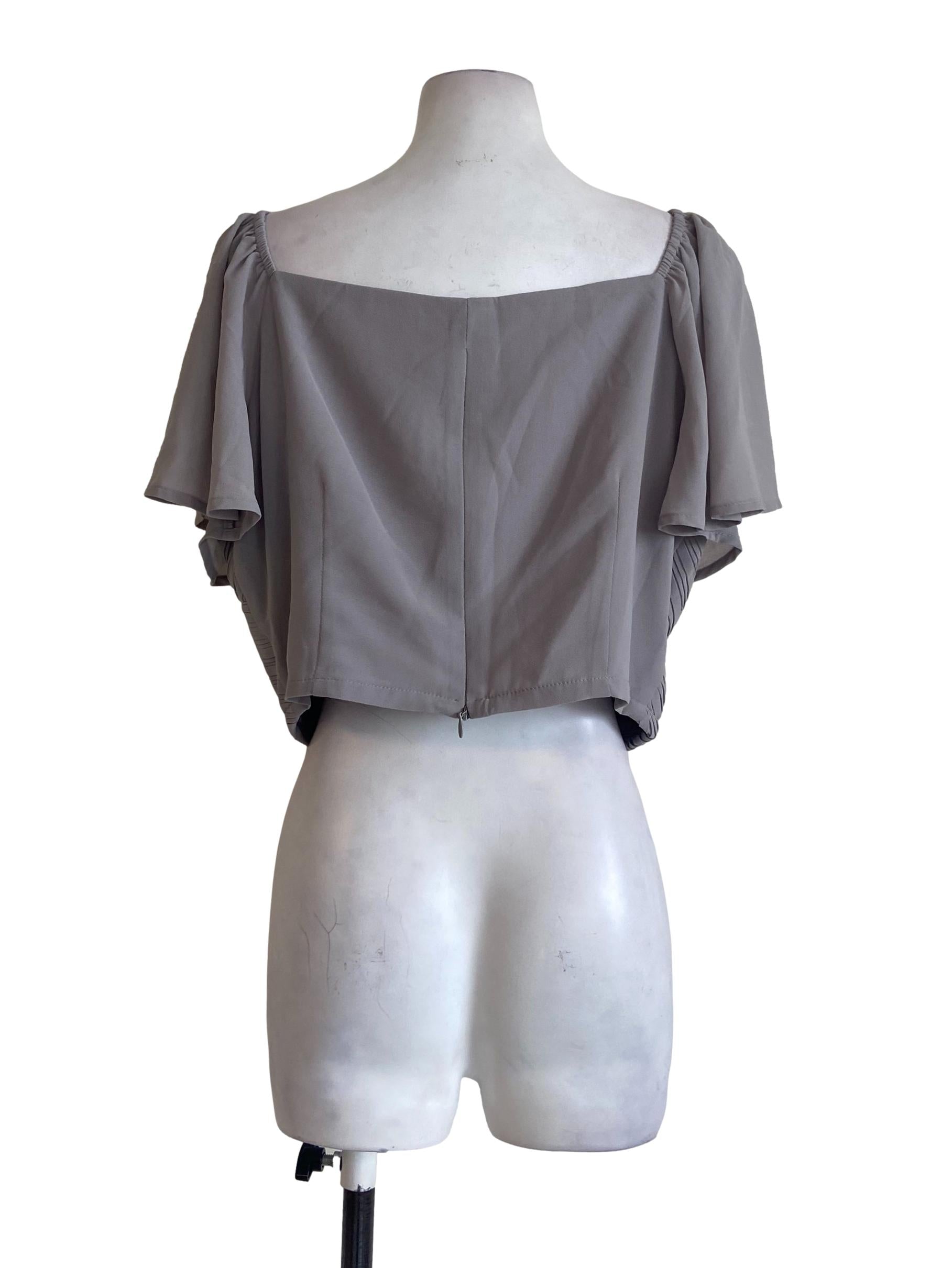 Coin Grey Circular-Cap Sleeve Crop Top