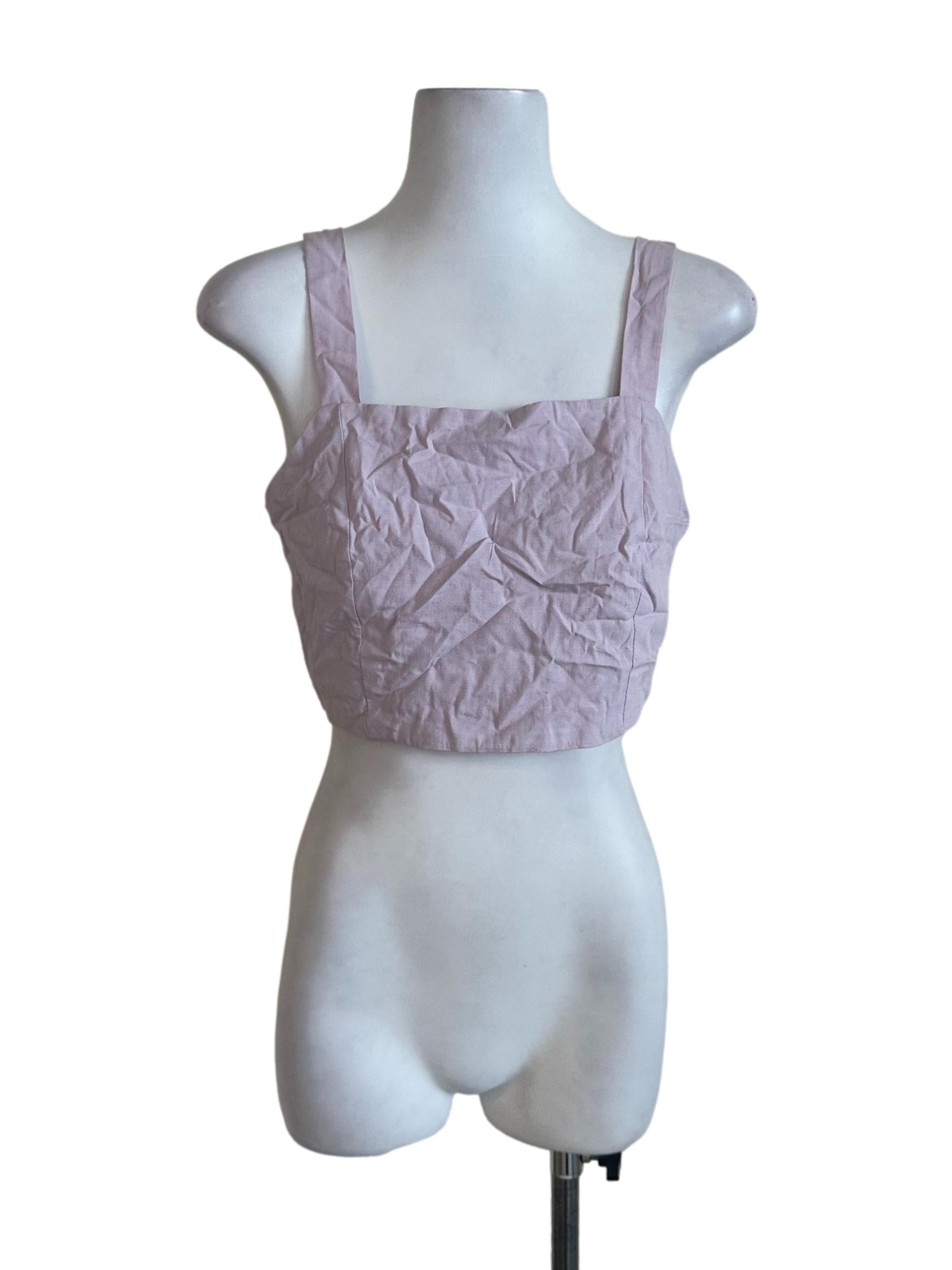 Lavender Purple Plain Square Neck Top