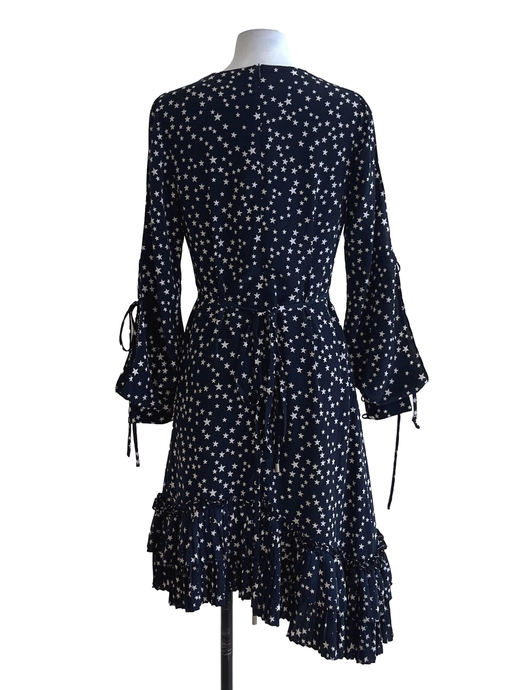 Navy Blue Jewel Neckline Empire Dress