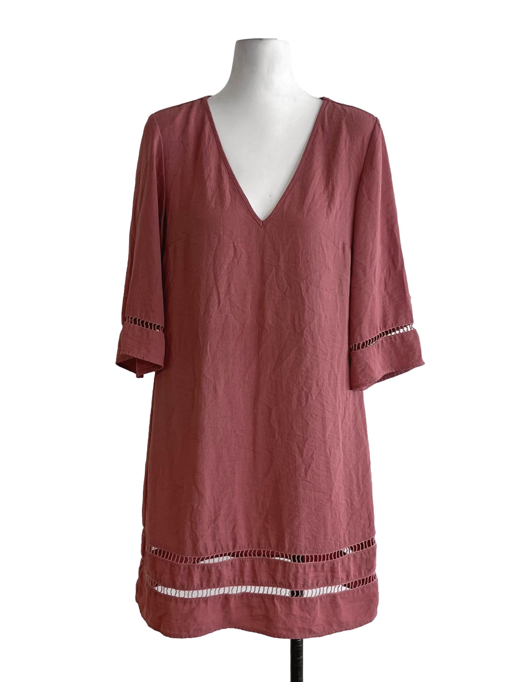 Blush Pink V-Neckline Empire Dress