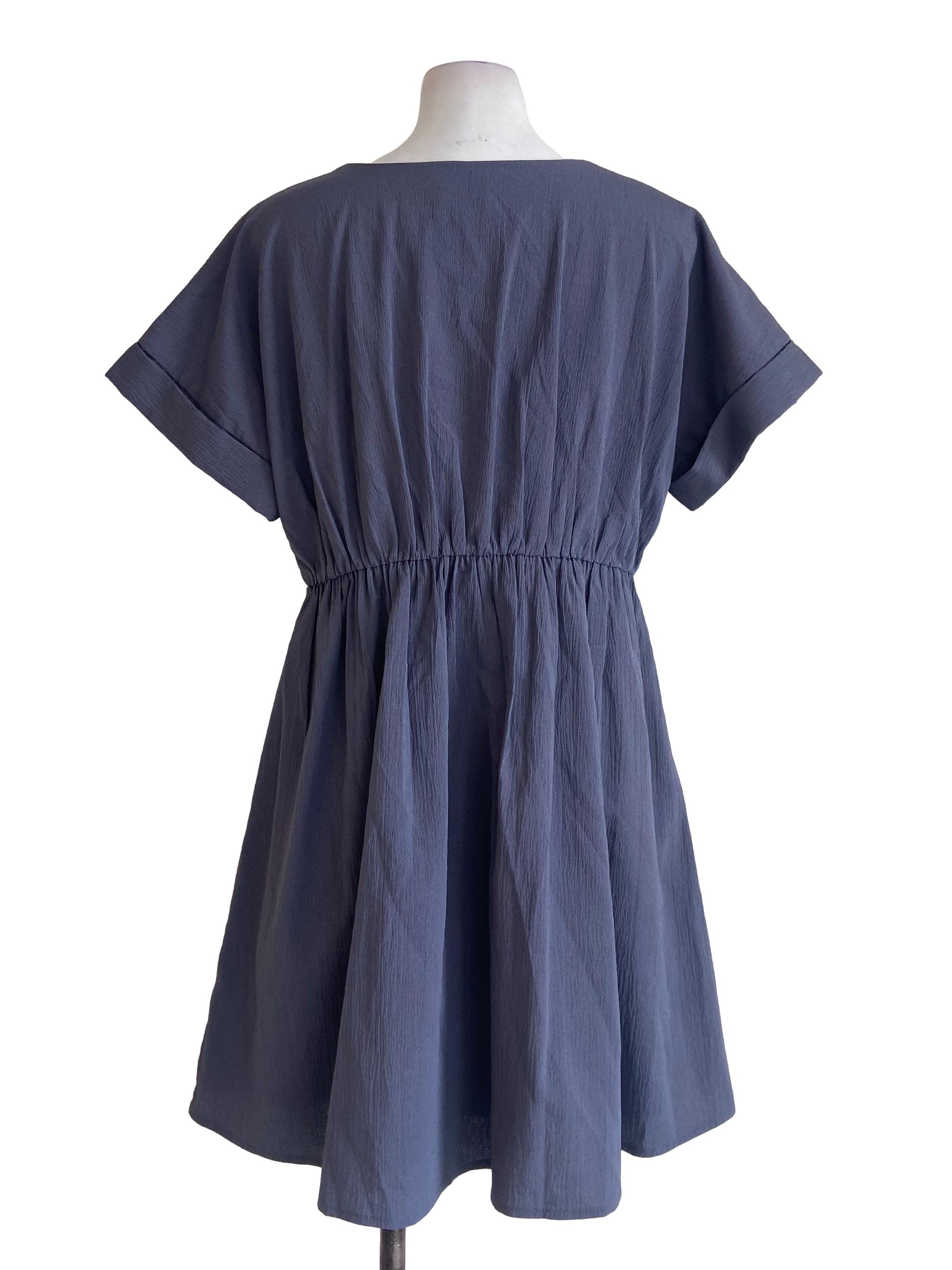 Flint Grey V Neck Apron Dress