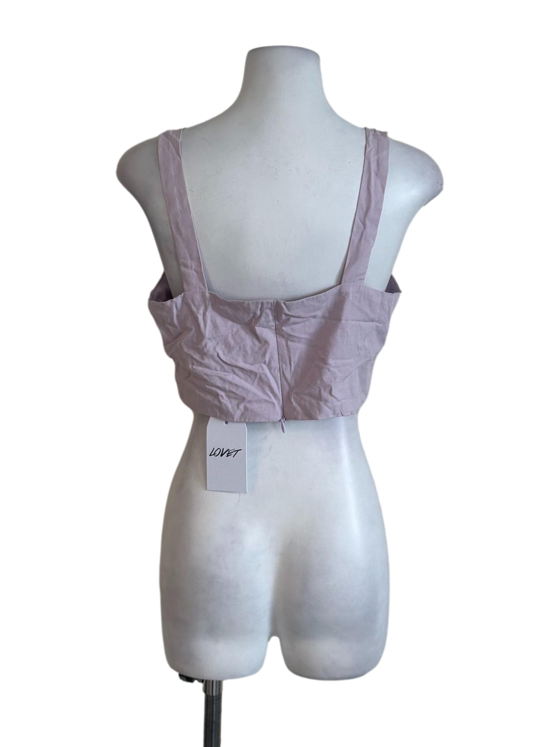 Lavender Purple Plain Square Neck Top