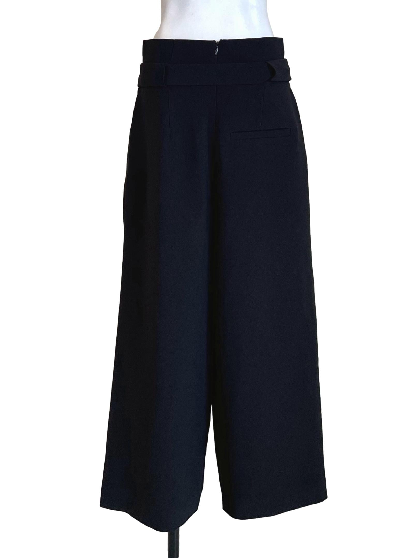 Black Waist Tie Pleated Baggy Pants