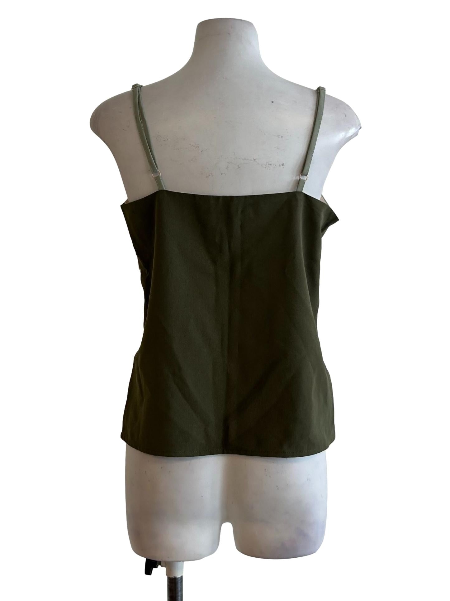 Beige And Green Spaghetti Top