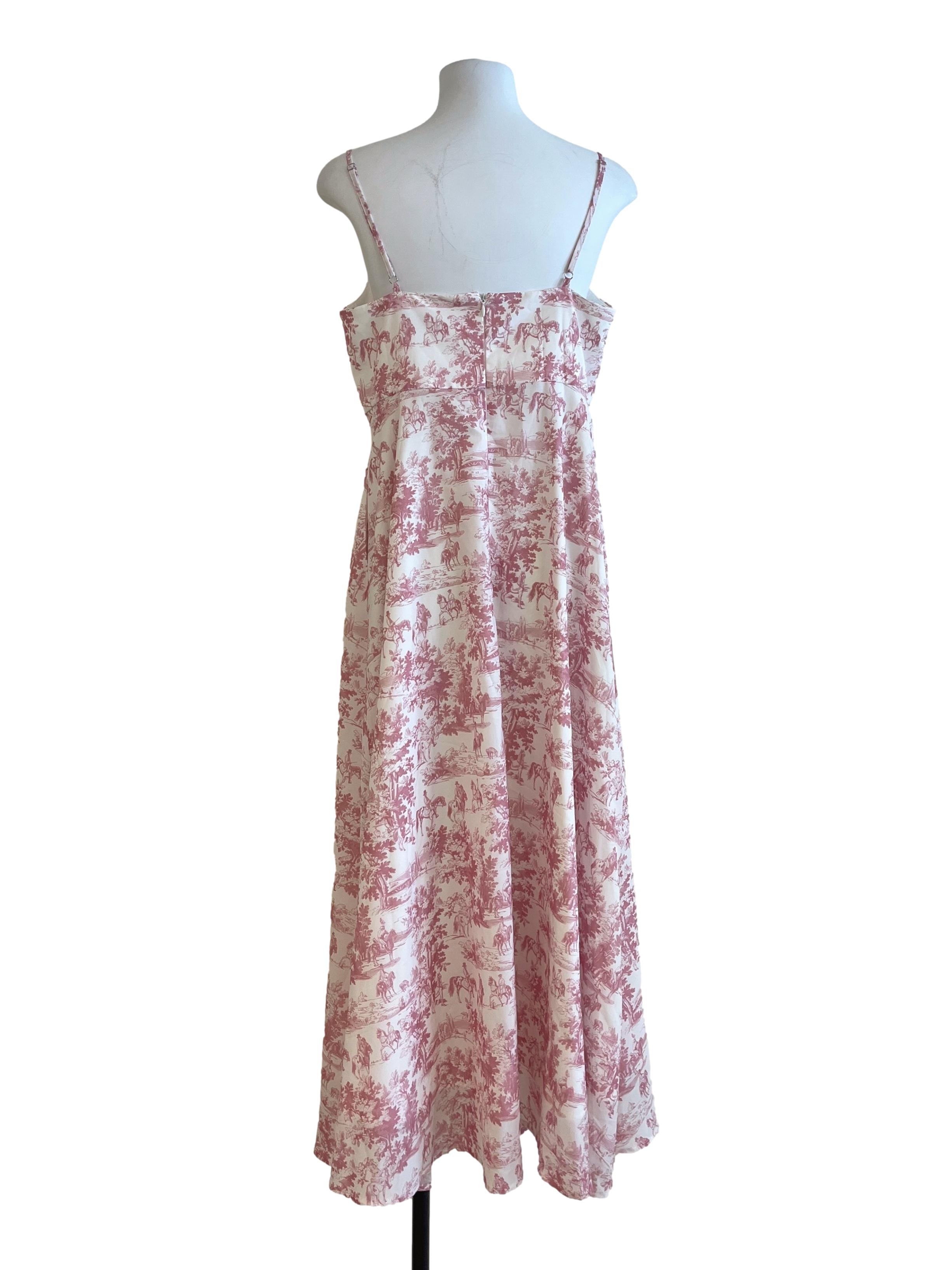 Blush Pink Toile De Jouy Maxi Dress