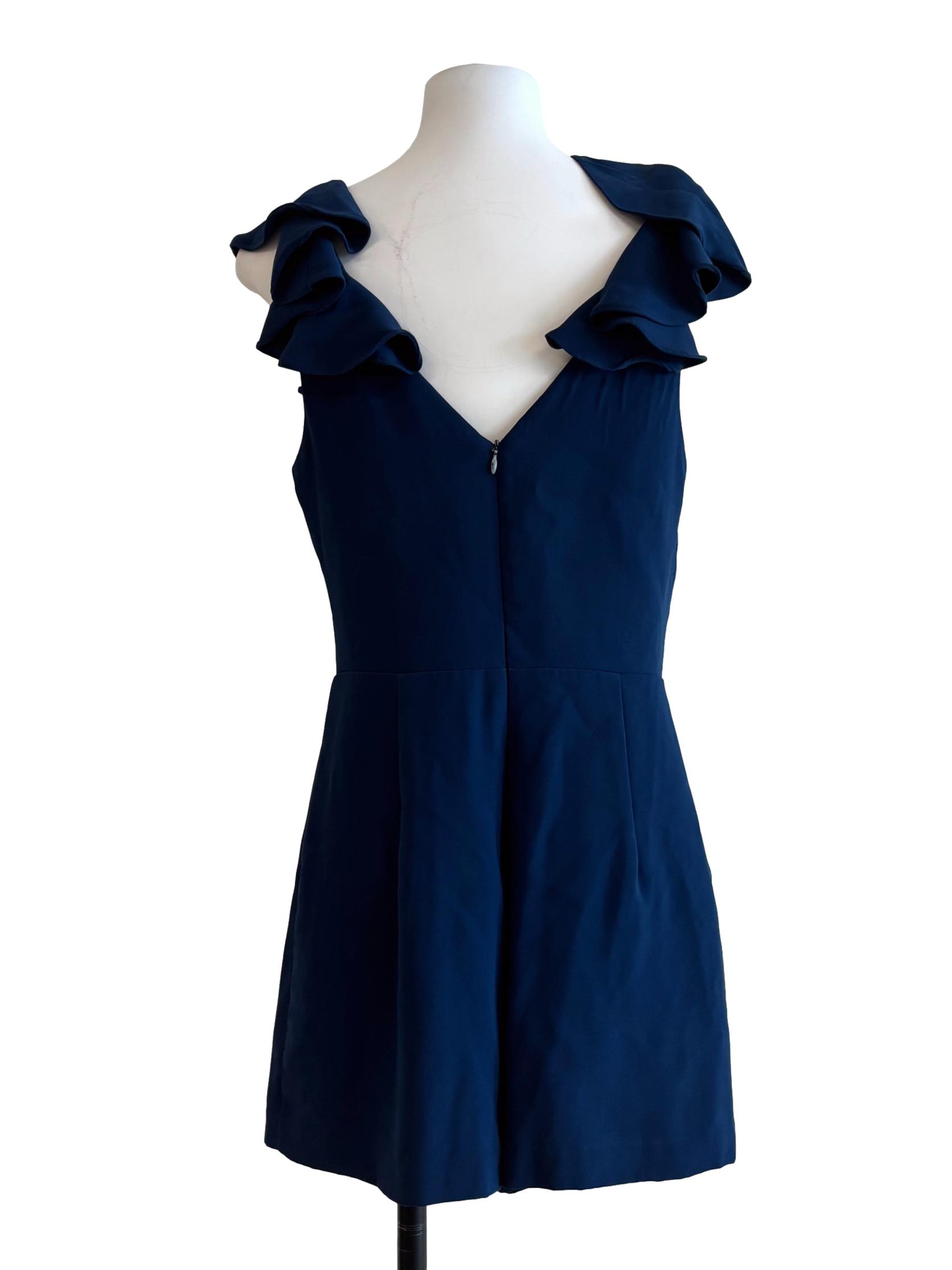 Navy Blue Ruffle Sleeveless Romper