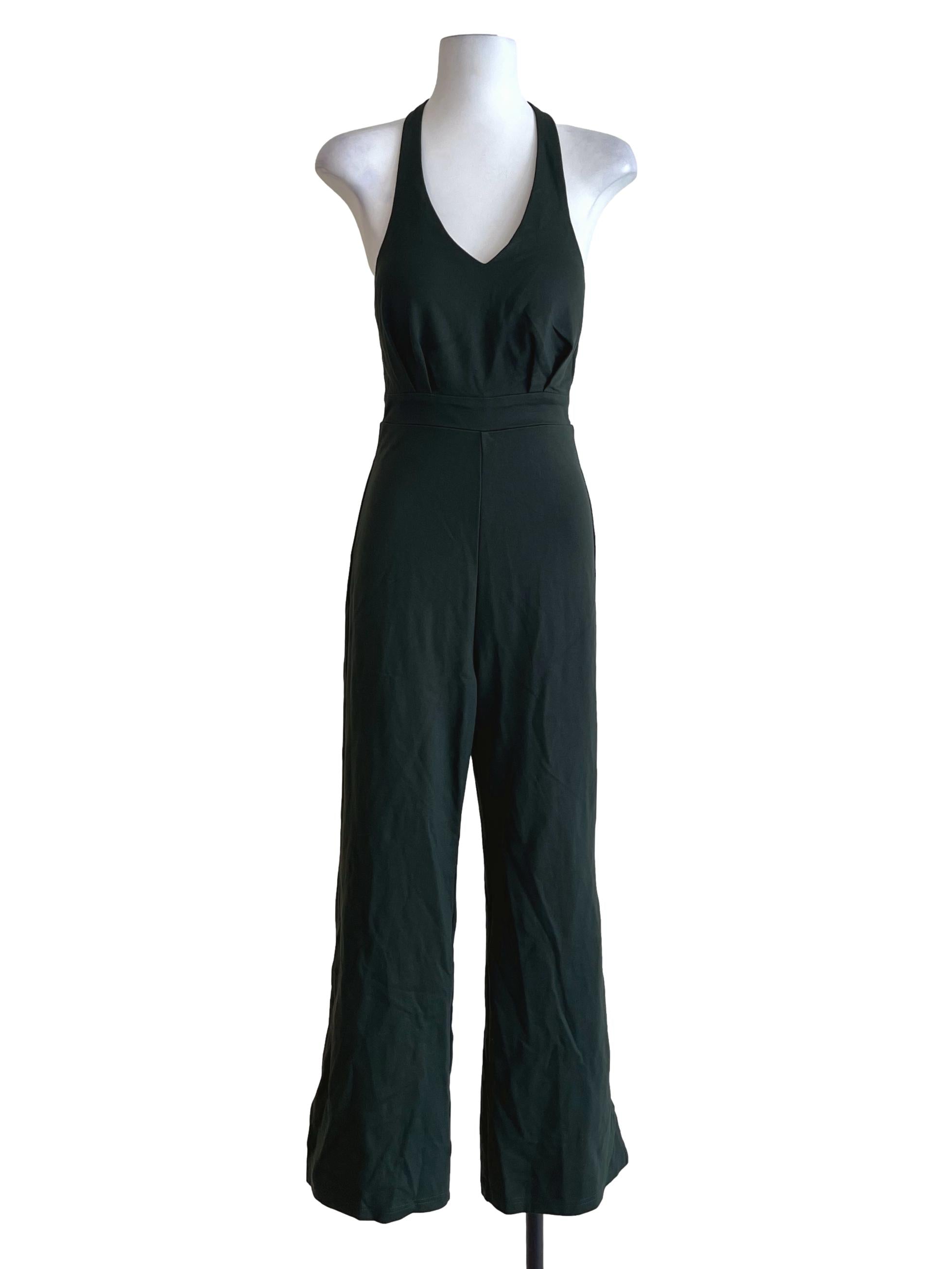 Emerald Green Halter Wide-Leg Jumpsuit