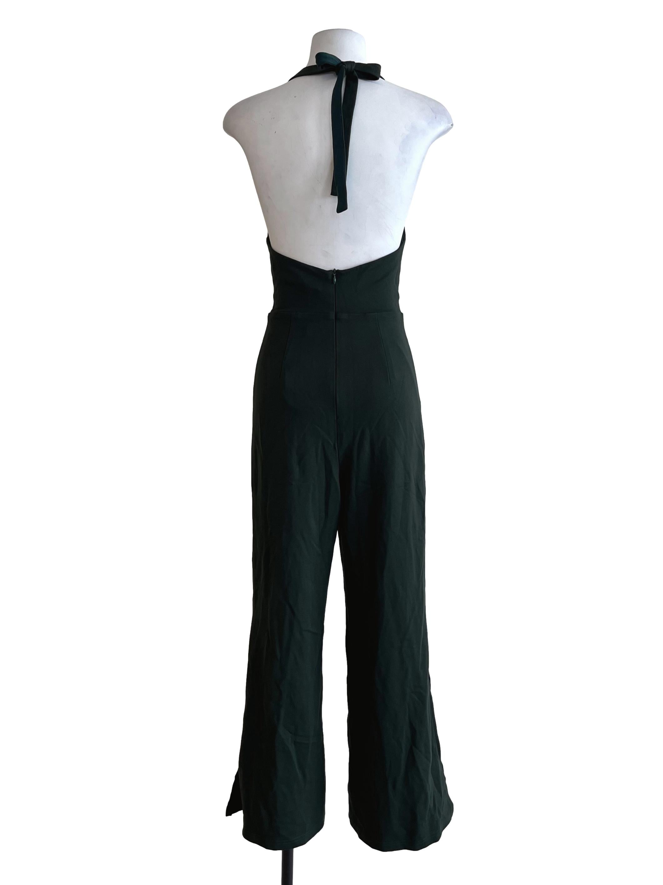 Emerald Green Halter Wide-Leg Jumpsuit