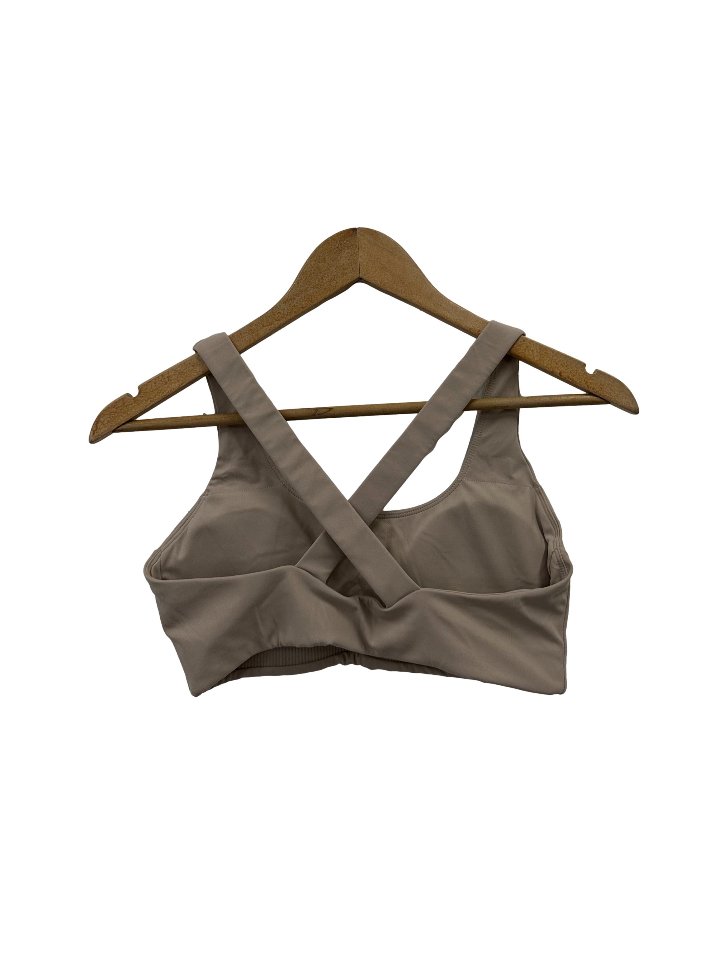 Beige Cross Back Sports Bra