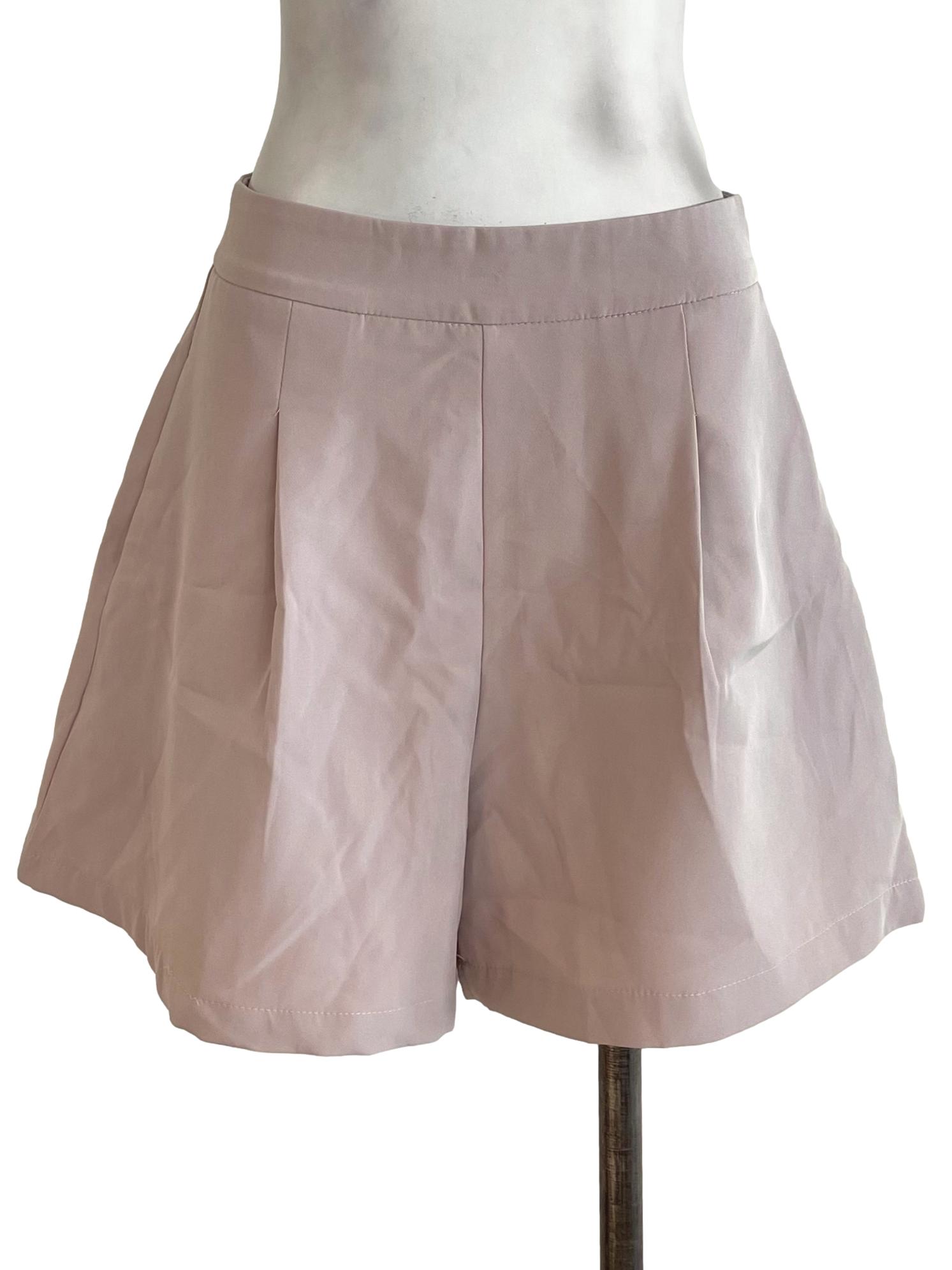Crepe Pink A-Line Shorts