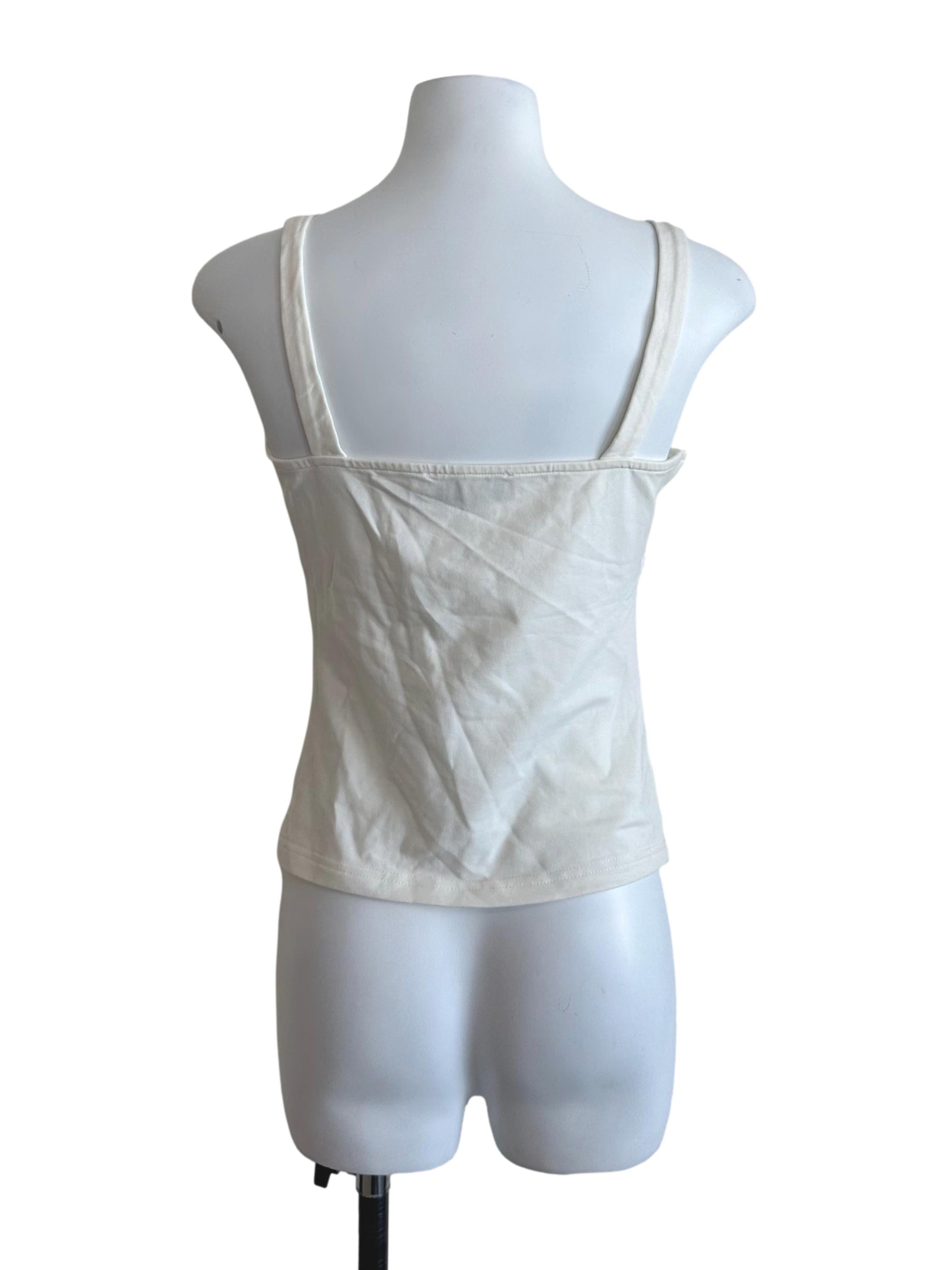 Cream White Overlap V Neck Top