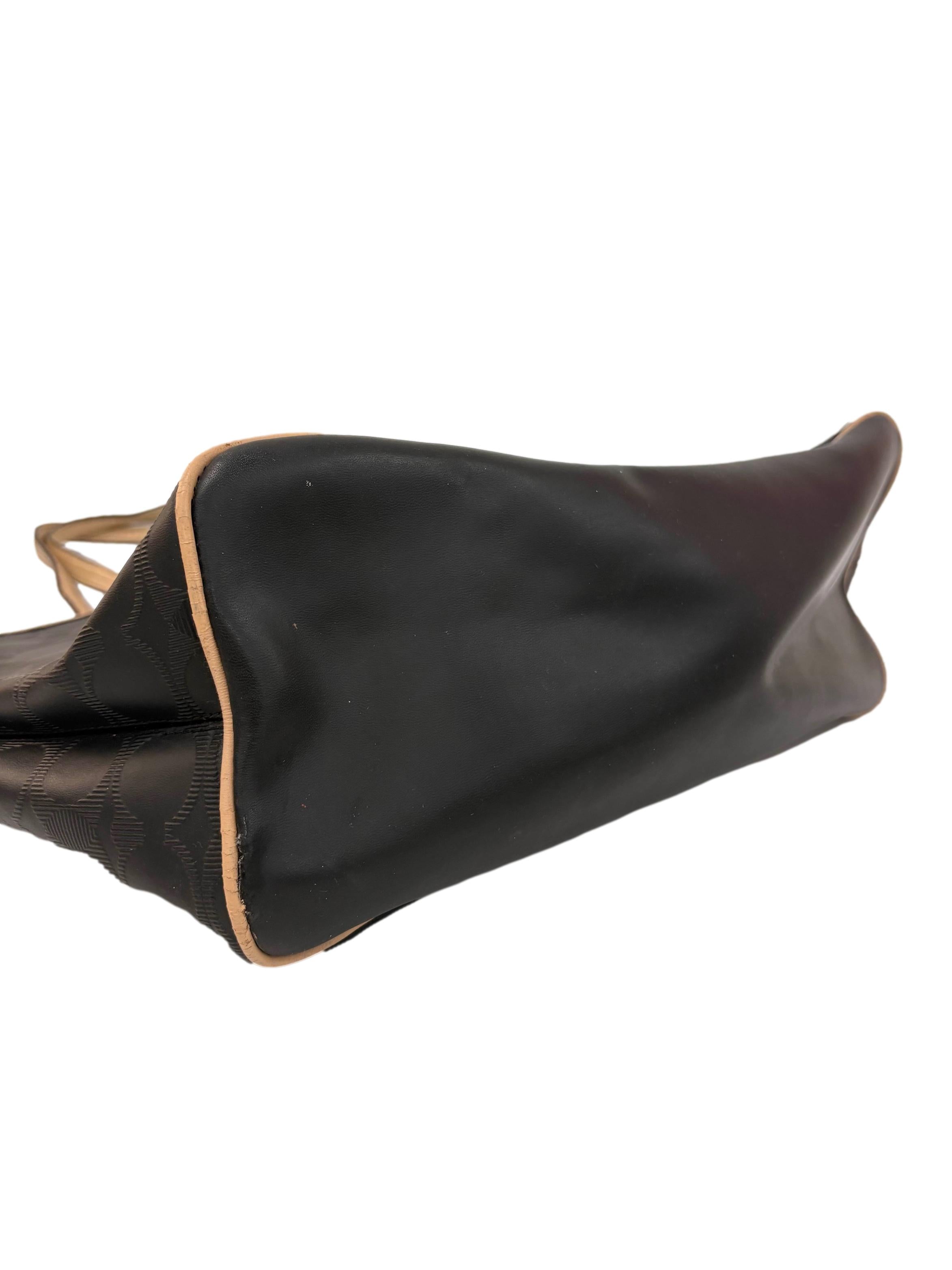 Black Coach Tan Saffiano Leather Tote Bag
