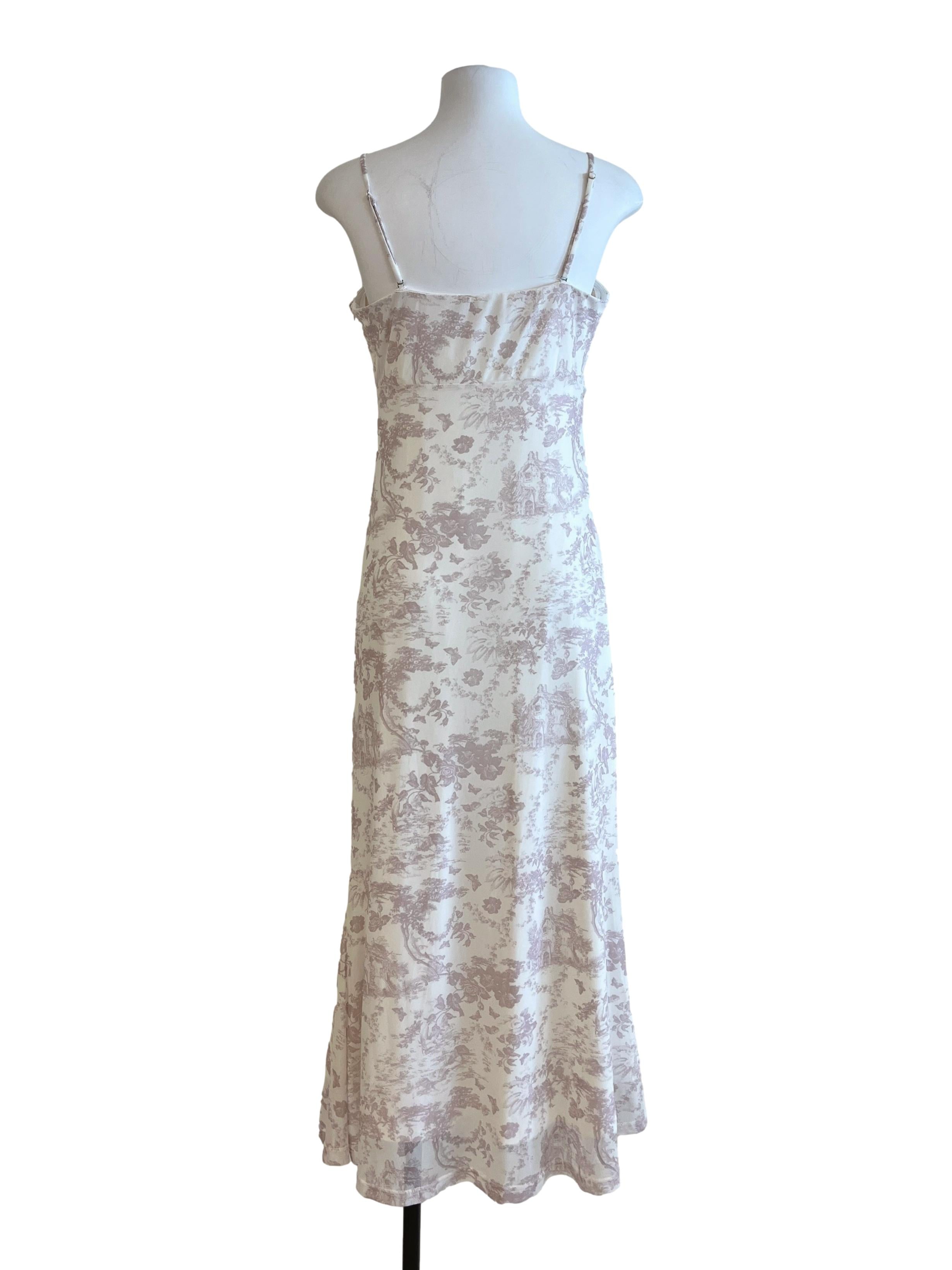 White Floral Print Sleeveless Dress