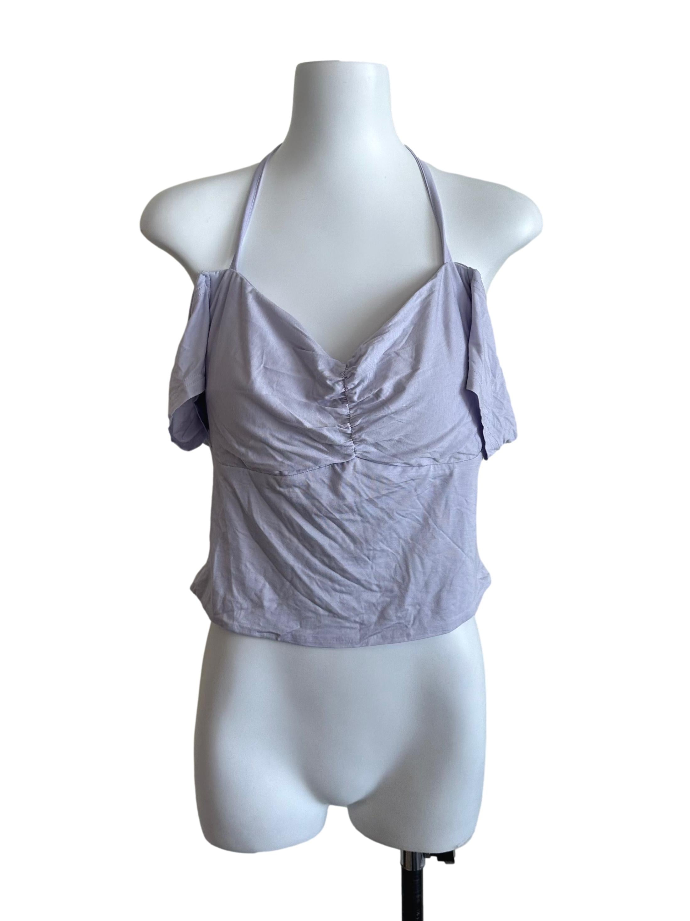 Lavender Purple Halter Off Shoulder Top
