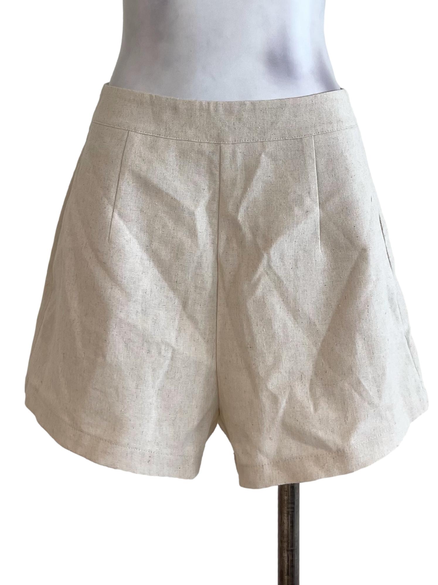 Linen White Basic Shorts