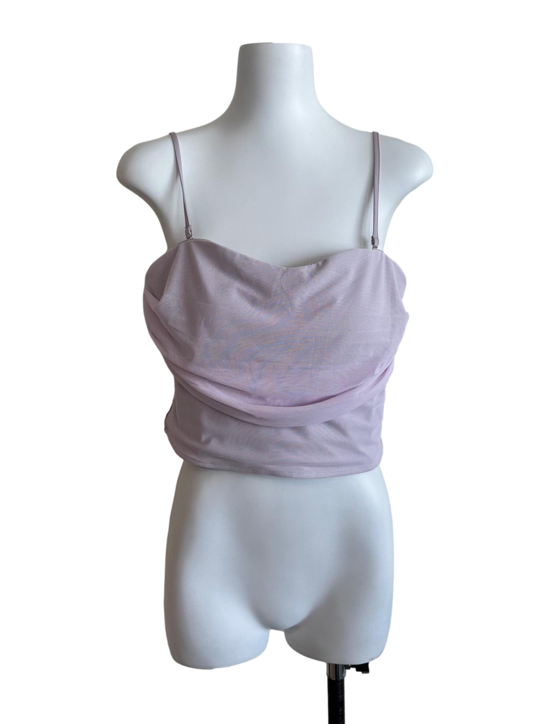 Orchid Purple Square Neck Mesh Net Top