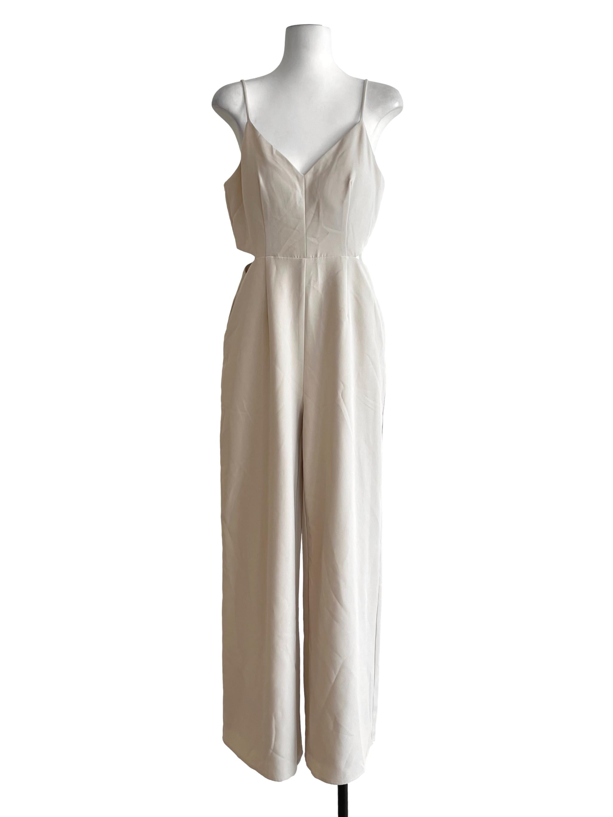 Ivory Beige Spaghetti Strap Jumpsuit LB