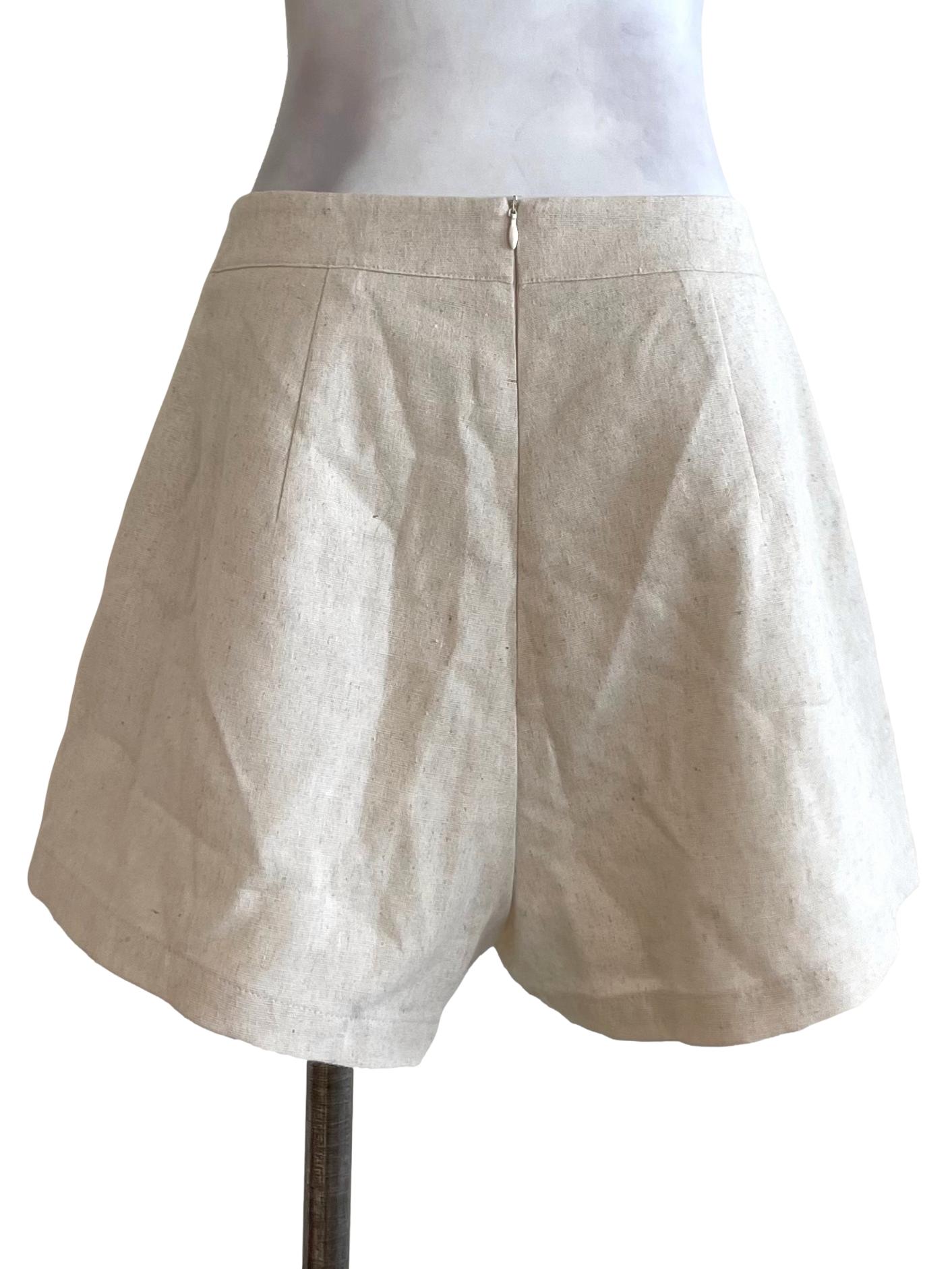 Linen White Basic Shorts