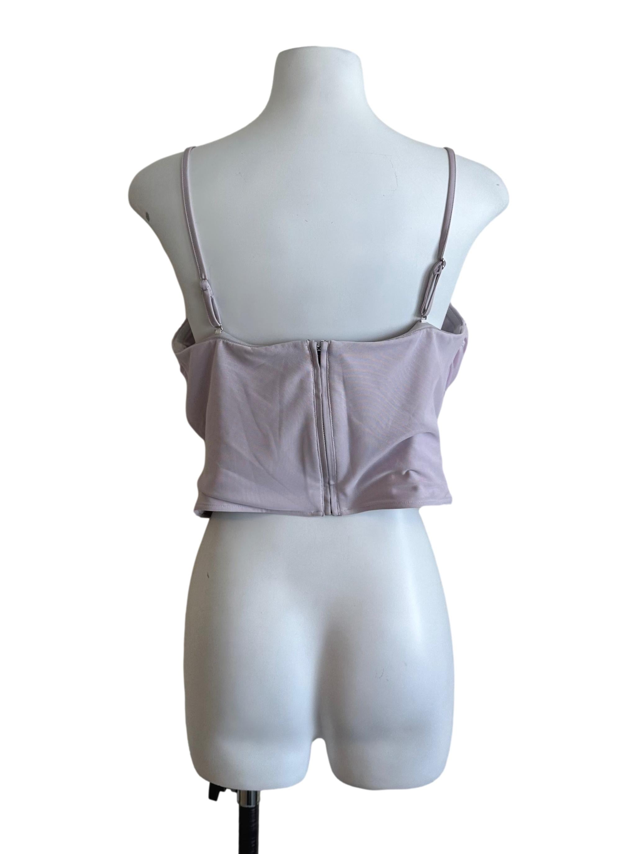 Orchid Purple Square Neck Mesh Net Top