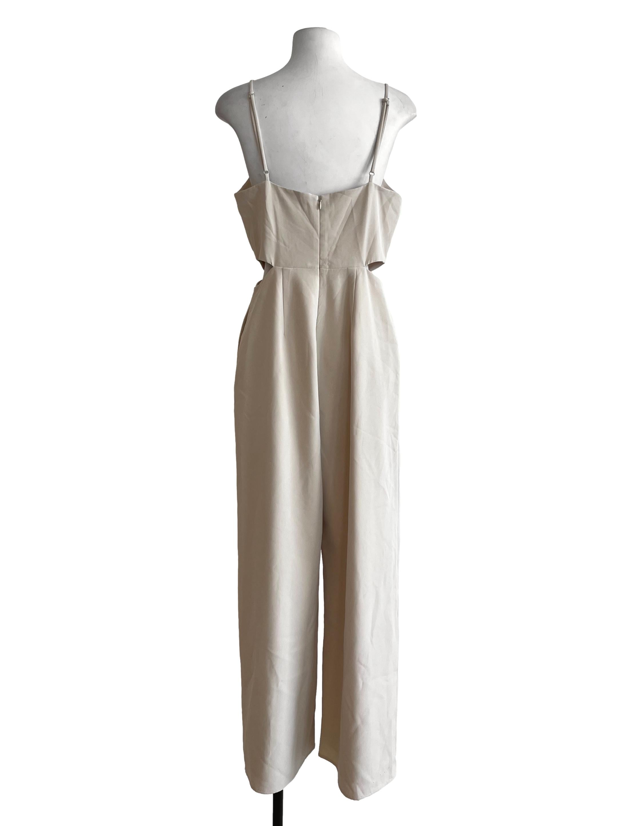 Ivory Beige Spaghetti Strap Jumpsuit LB