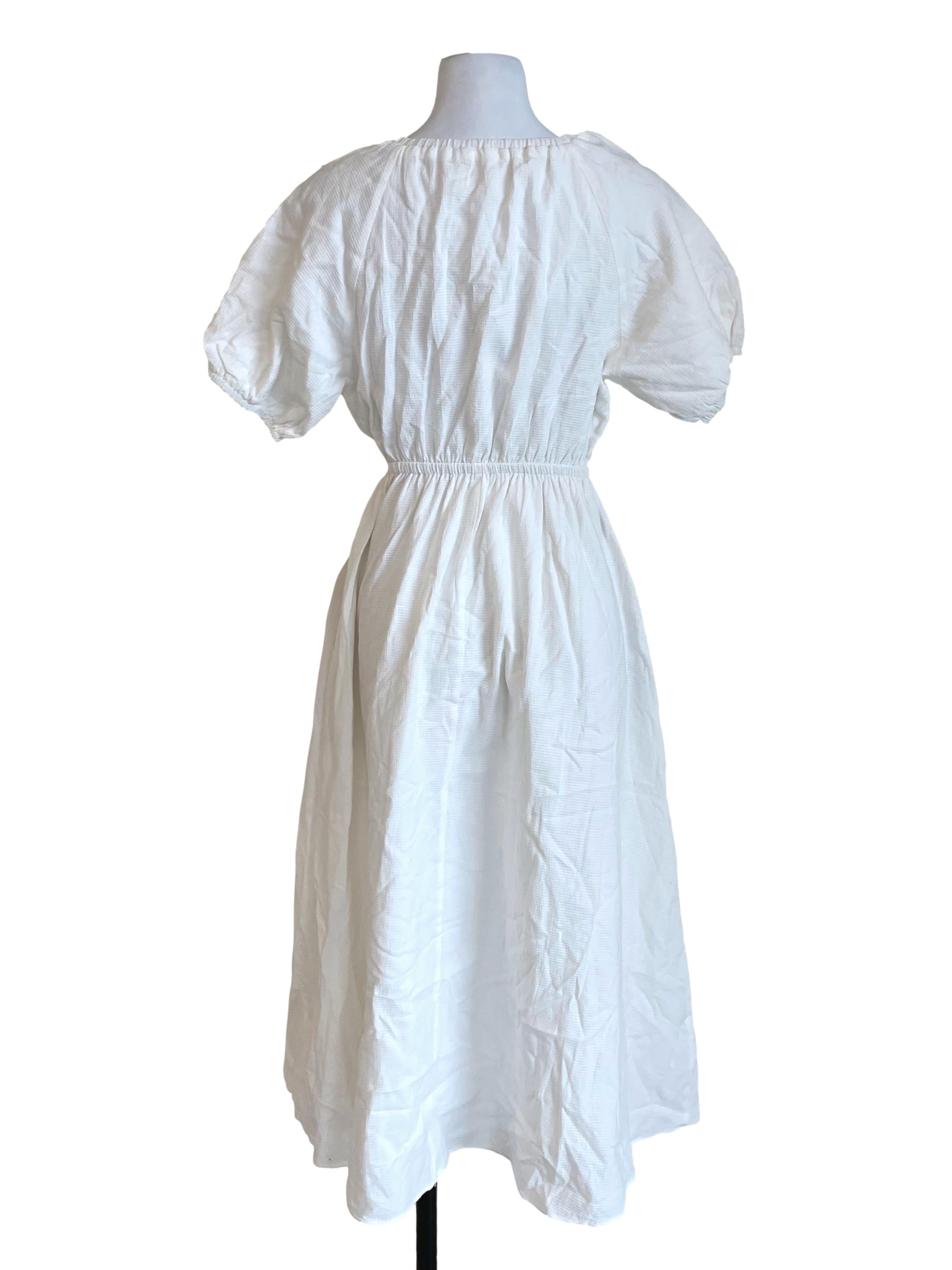 Textured Cotton Puff-Sleeve Dress OSN