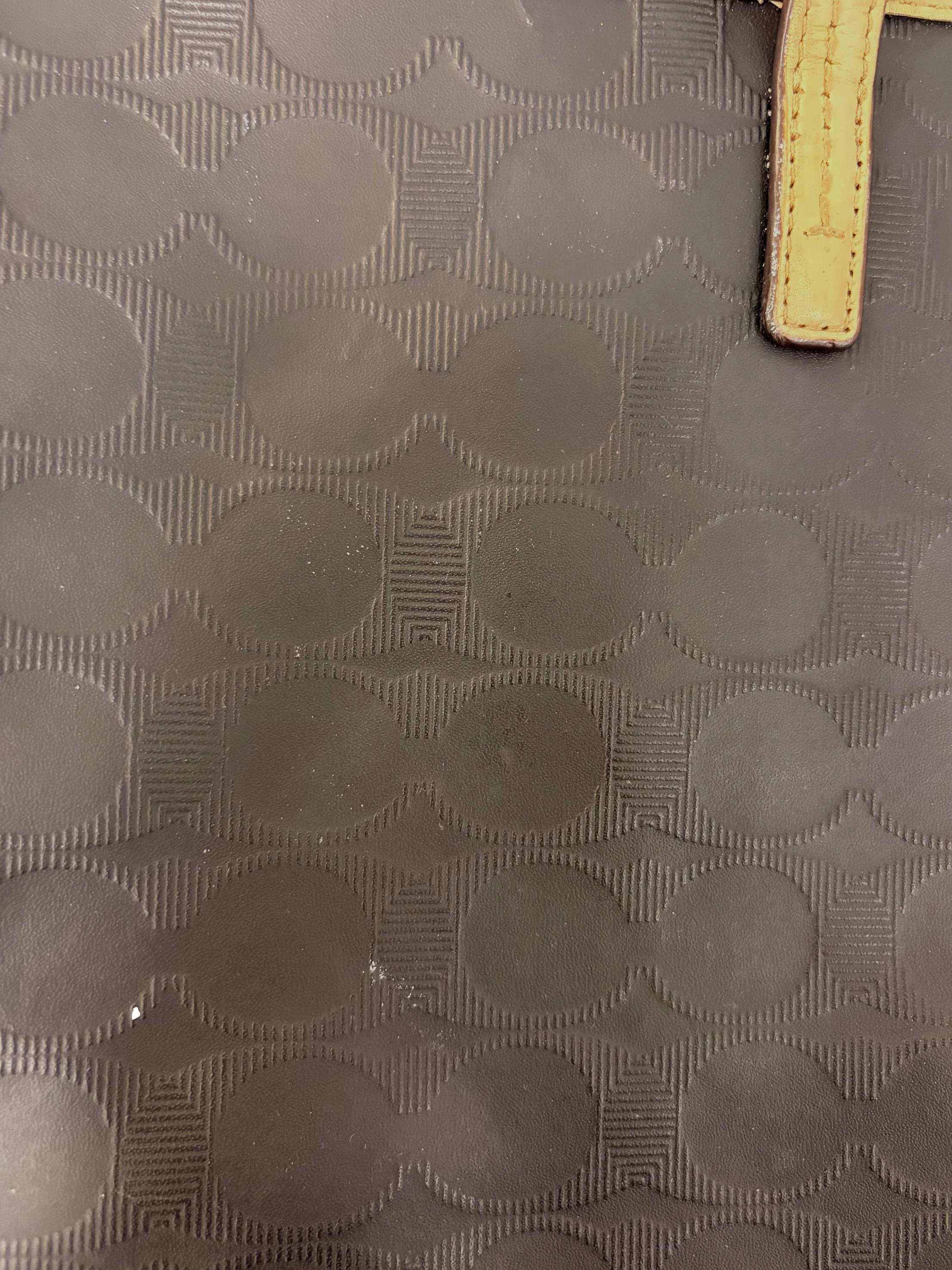 Black Coach Tan Saffiano Leather Tote Bag