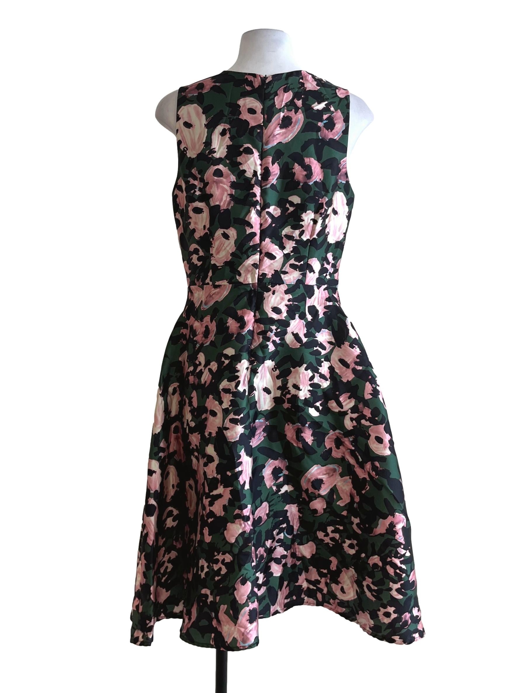 Pine Green Abstract A-Line Dress