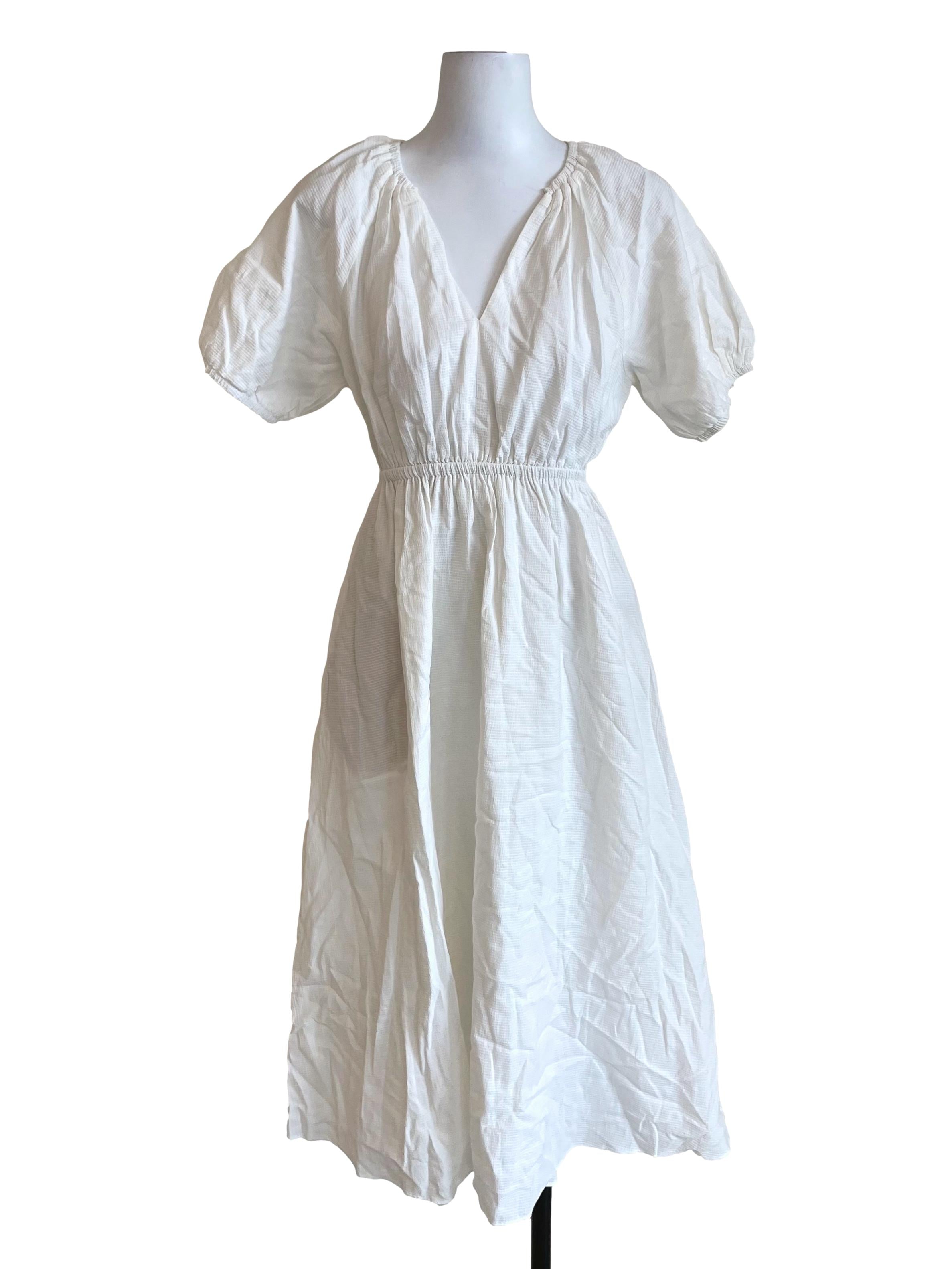 Textured Cotton Puff-Sleeve Dress OSN