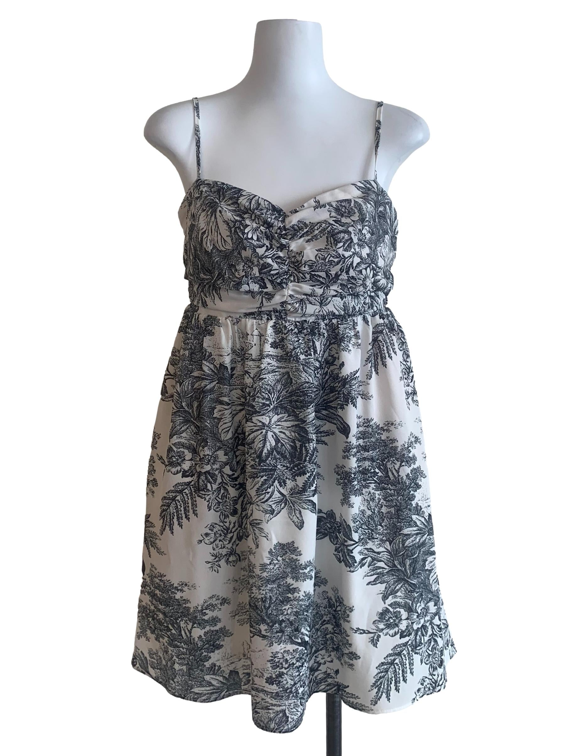 White Pattern Babydoll Dress