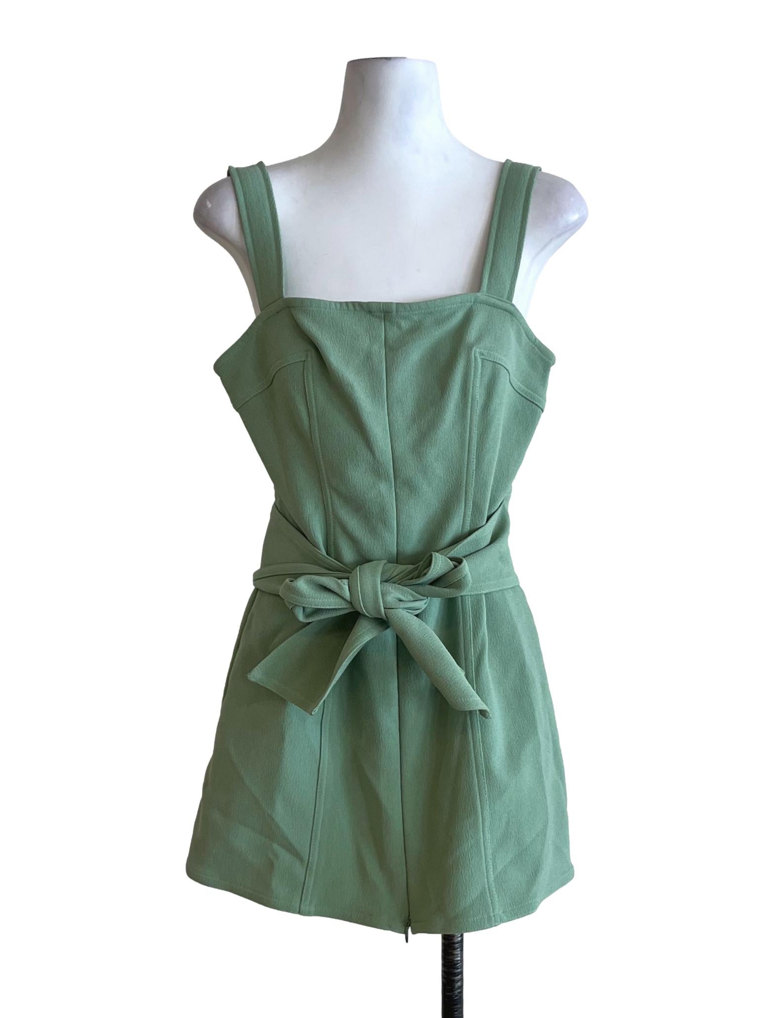 Mint Green Square Neckline Sheath Dress